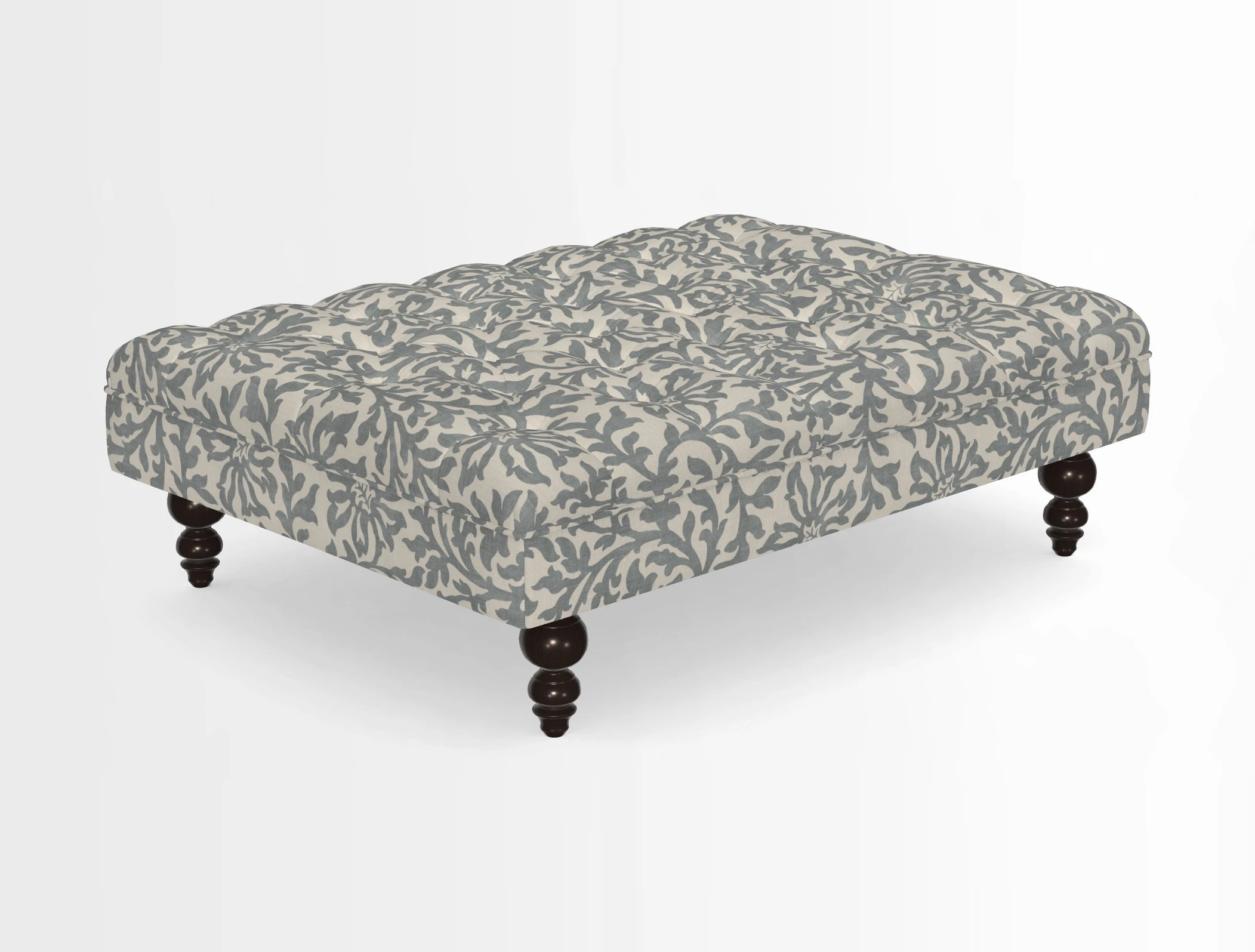 Bedham Footstool in RHS Gertrude Jekyll Lattice Green Alwinton 3 Seater Sofa in RHS Collection on Velvet William Hooker