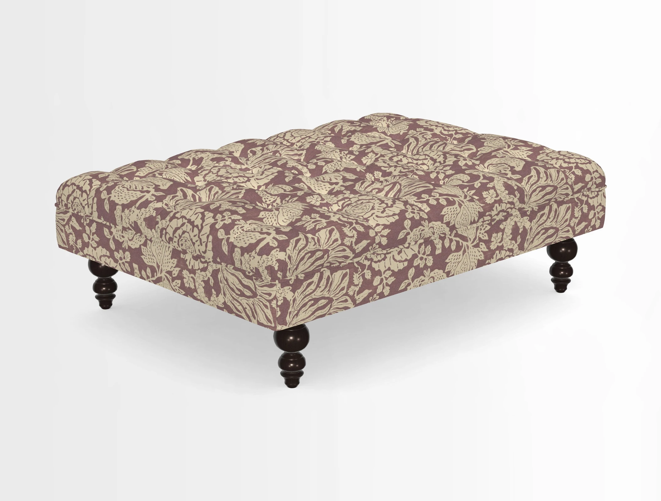 Bedham Footstool in RHS Gertrude Jekyll Lattice Green Alwinton 3 Seater Sofa in RHS Collection on Velvet William Hooker