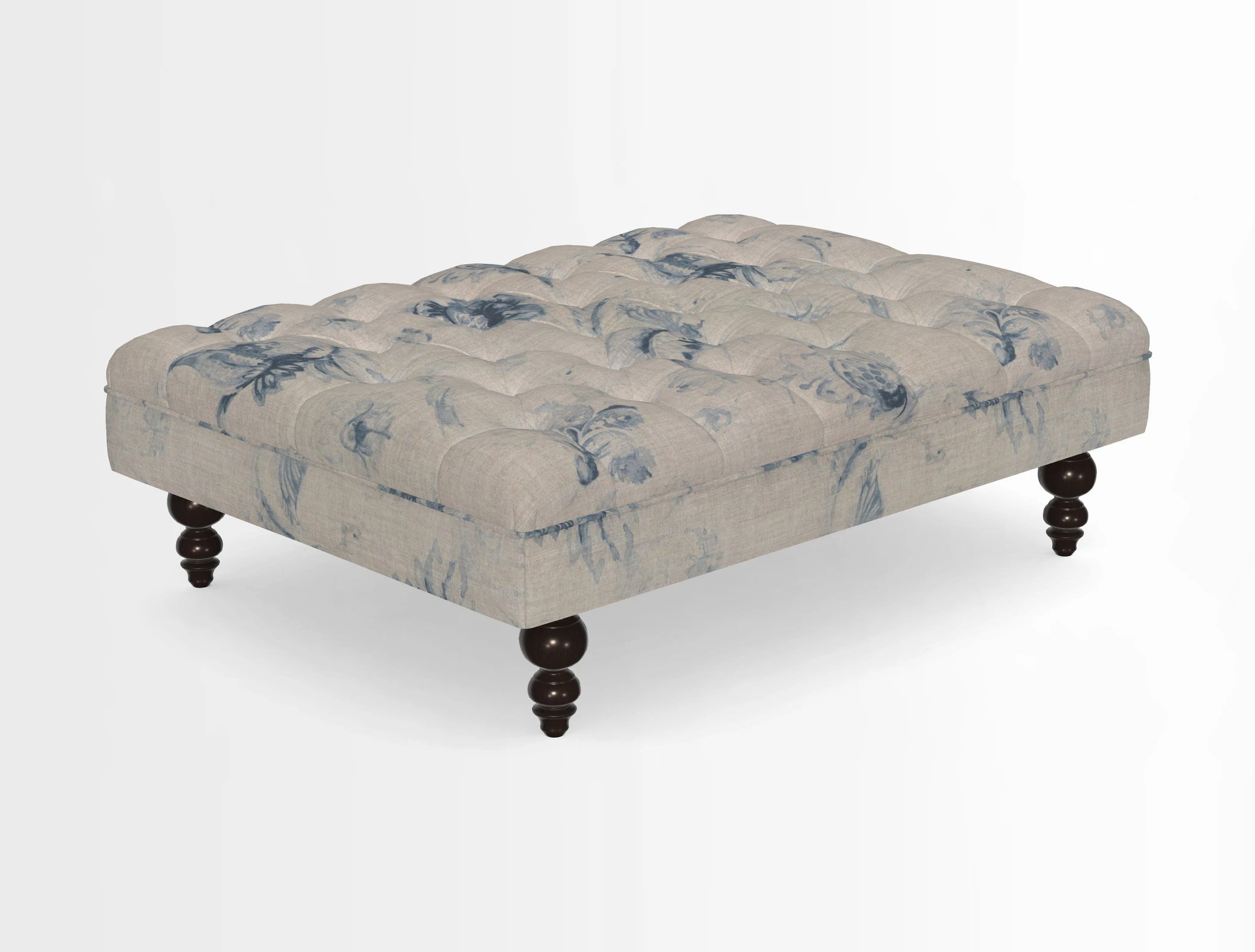 Bedham Footstool in RHS Gertrude Jekyll Lattice Green Alwinton 3 Seater Sofa in RHS Collection on Velvet William Hooker