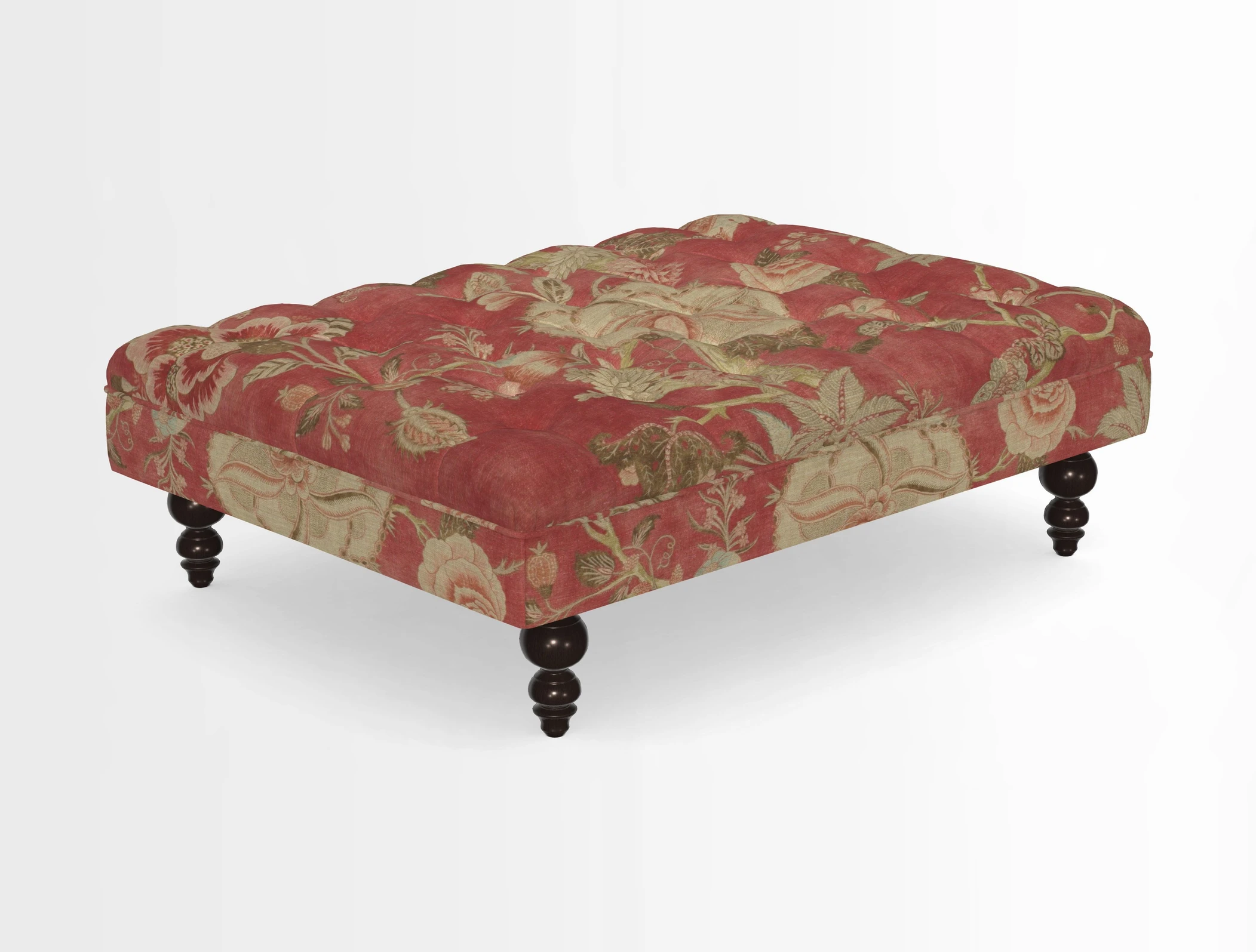 Bedham Footstool in RHS Gertrude Jekyll Lattice Green Alwinton 3 Seater Sofa in RHS Collection on Velvet William Hooker