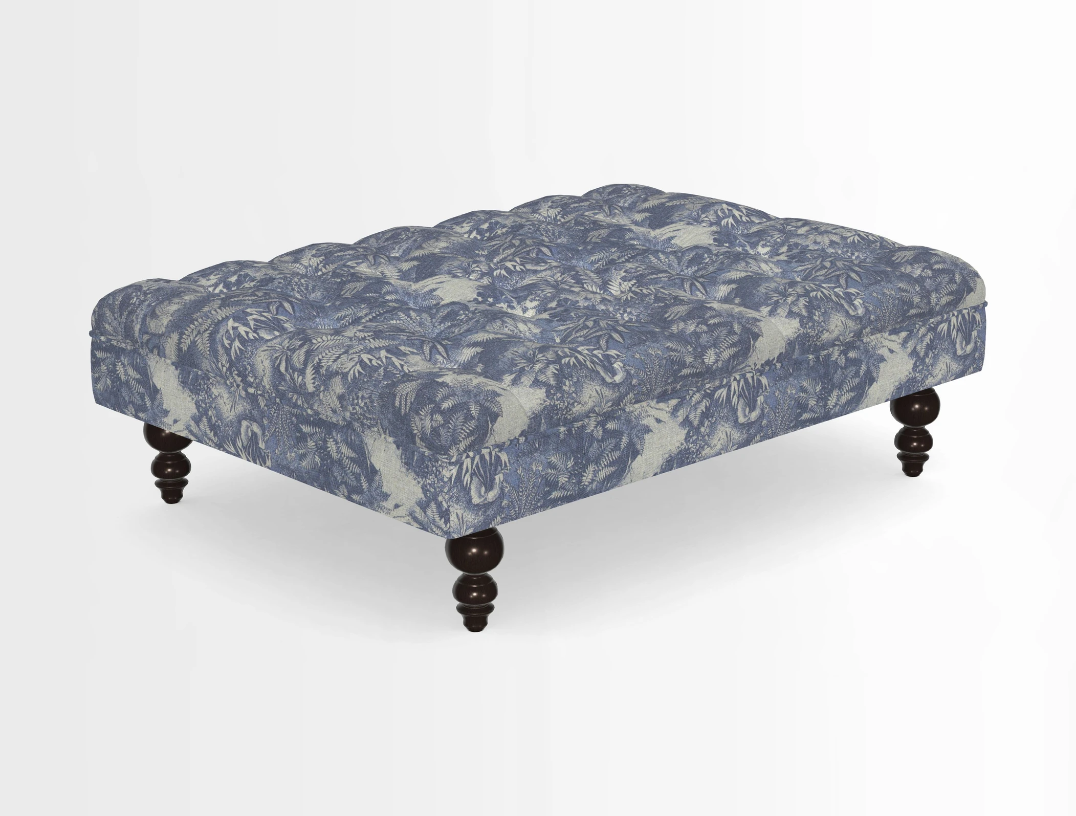 Bedham Footstool in RHS Gertrude Jekyll Lattice Green Alwinton 3 Seater Sofa in RHS Collection on Velvet William Hooker