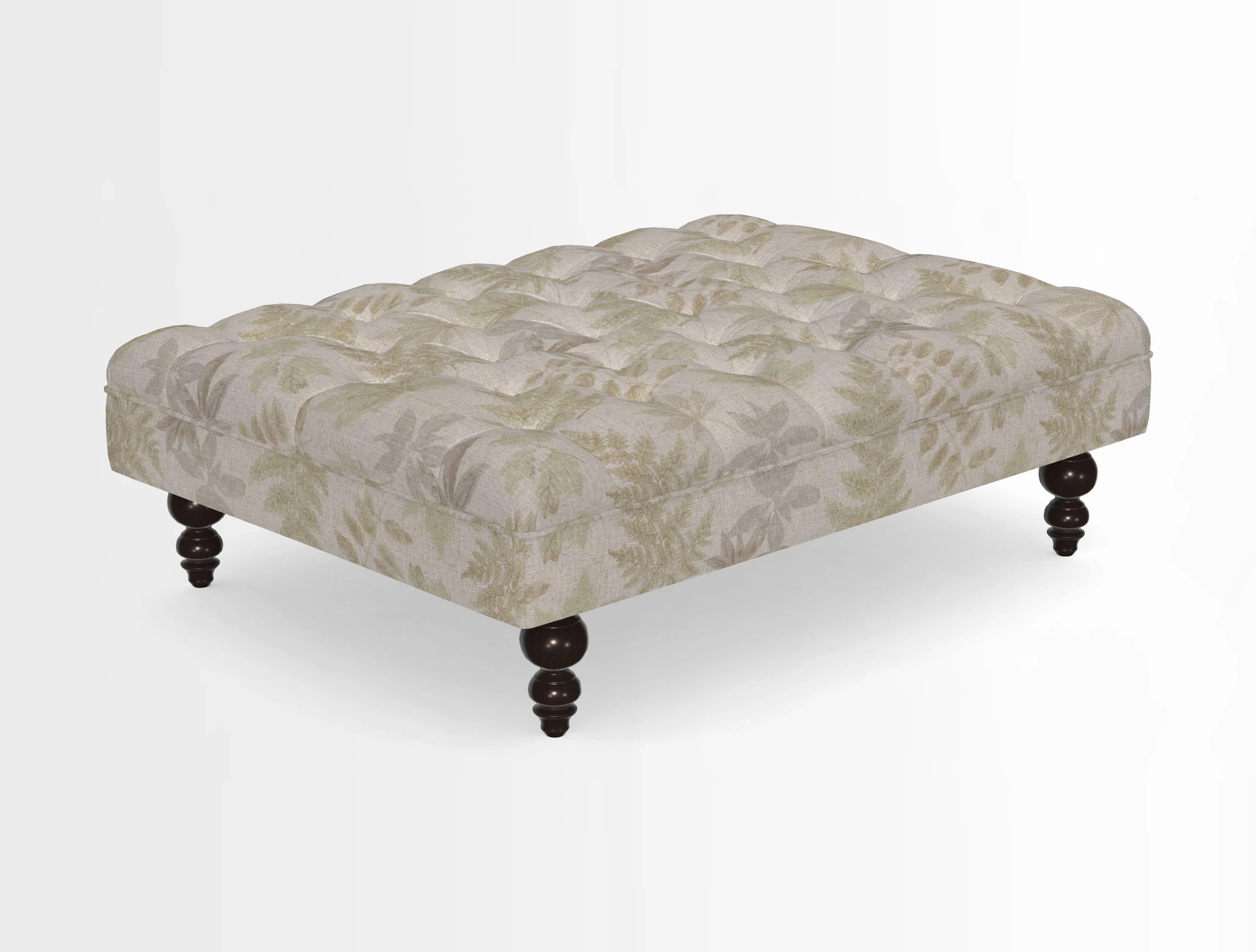 Bedham Footstool in RHS Gertrude Jekyll Lattice Green Alwinton 3 Seater Sofa in RHS Collection on Velvet William Hooker