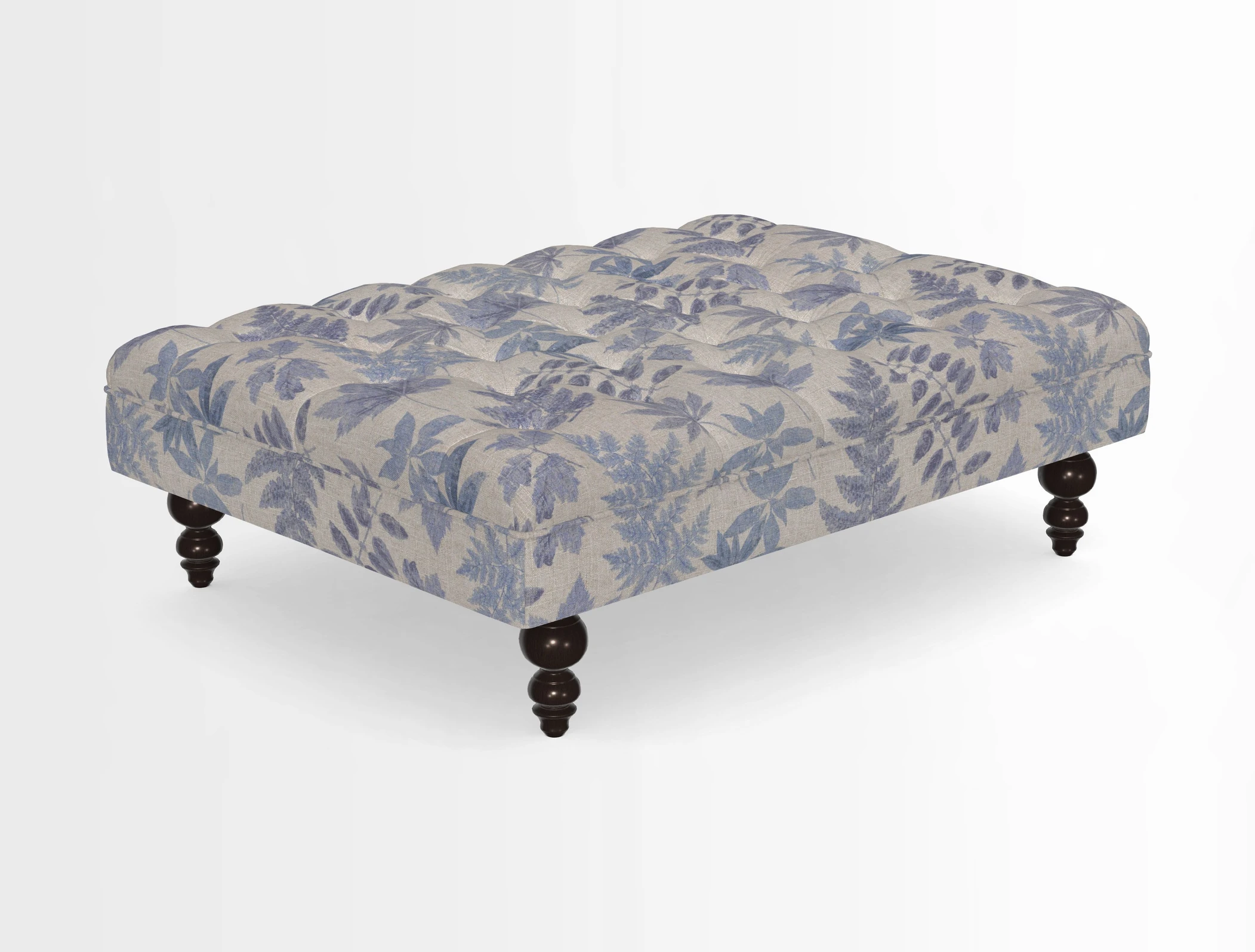 Bedham Footstool in RHS Gertrude Jekyll Lattice Green Alwinton 3 Seater Sofa in RHS Collection on Velvet William Hooker