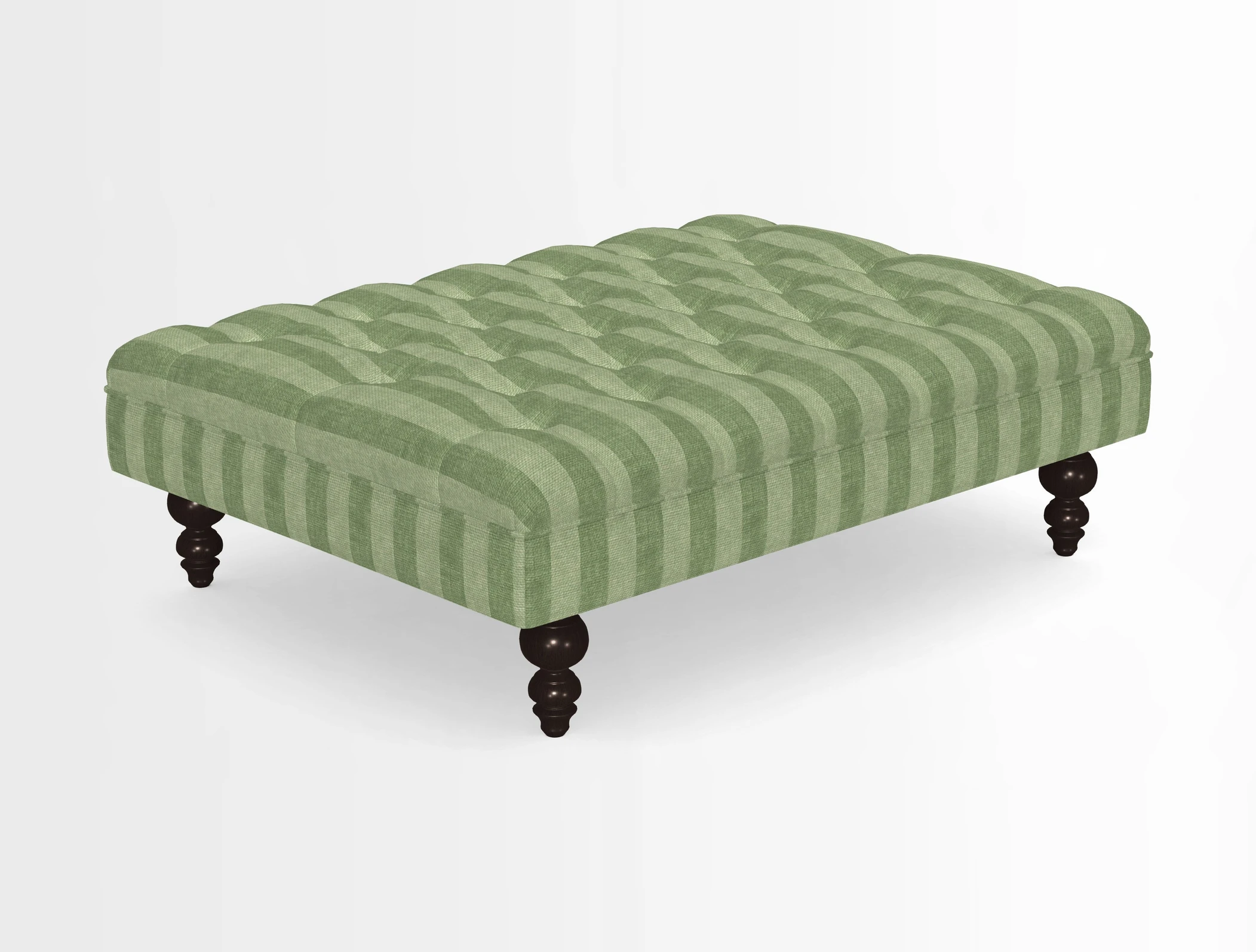 Bedham Footstool in RHS Gertrude Jekyll Lattice Green Alwinton 3 Seater Sofa in RHS Collection on Velvet William Hooker