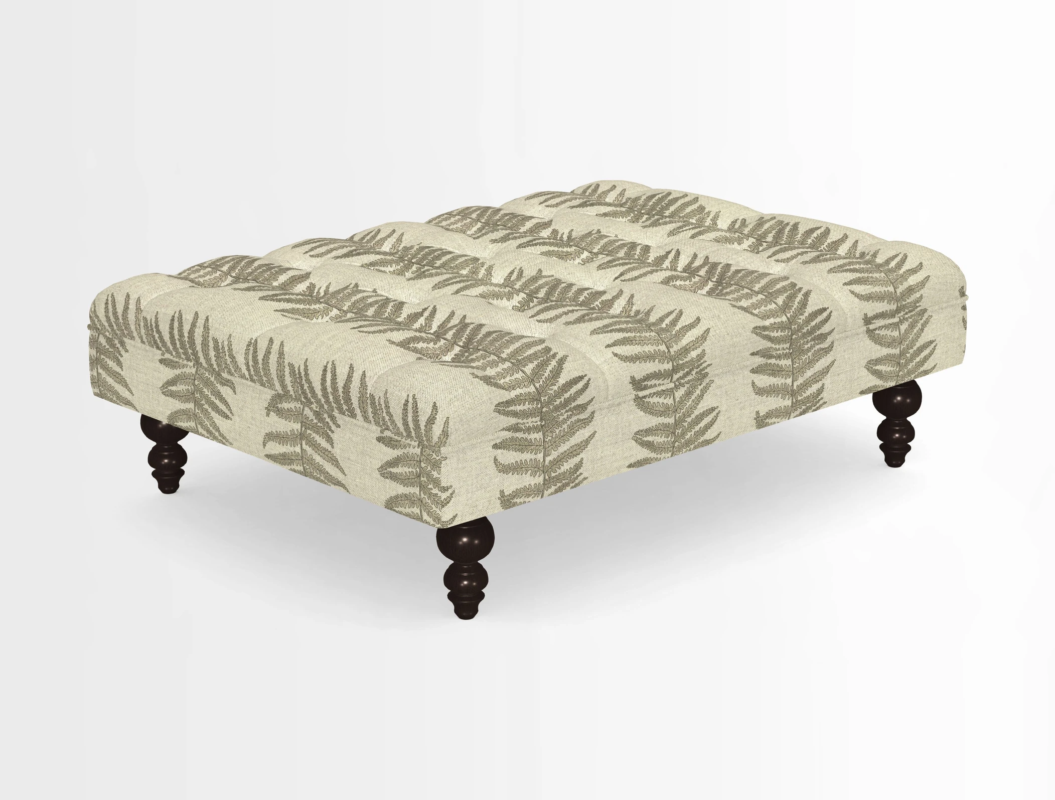 Bedham Footstool in RHS Gertrude Jekyll Lattice Green Alwinton 3 Seater Sofa in RHS Collection on Velvet William Hooker