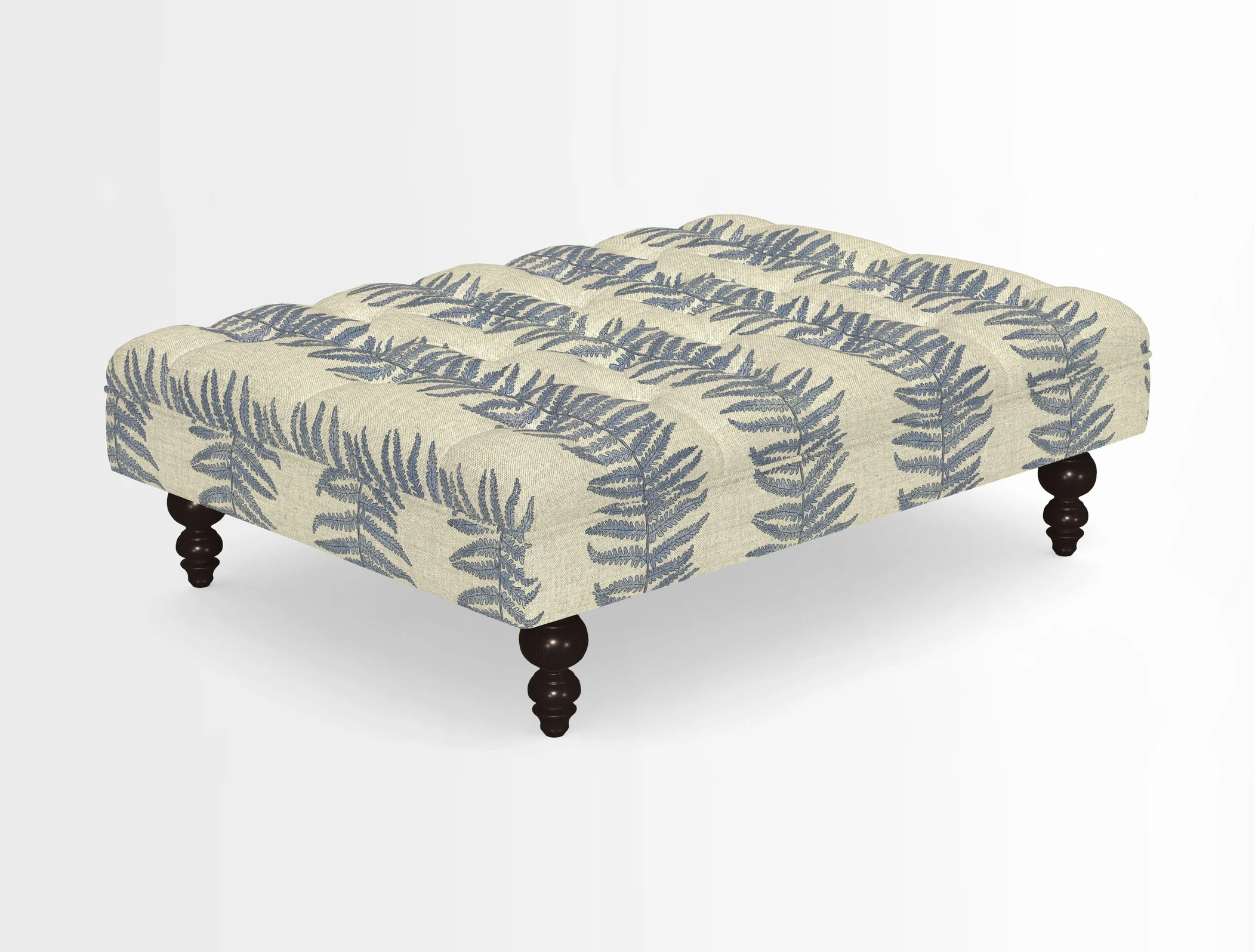 Bedham Footstool in RHS Gertrude Jekyll Lattice Green Alwinton 3 Seater Sofa in RHS Collection on Velvet William Hooker