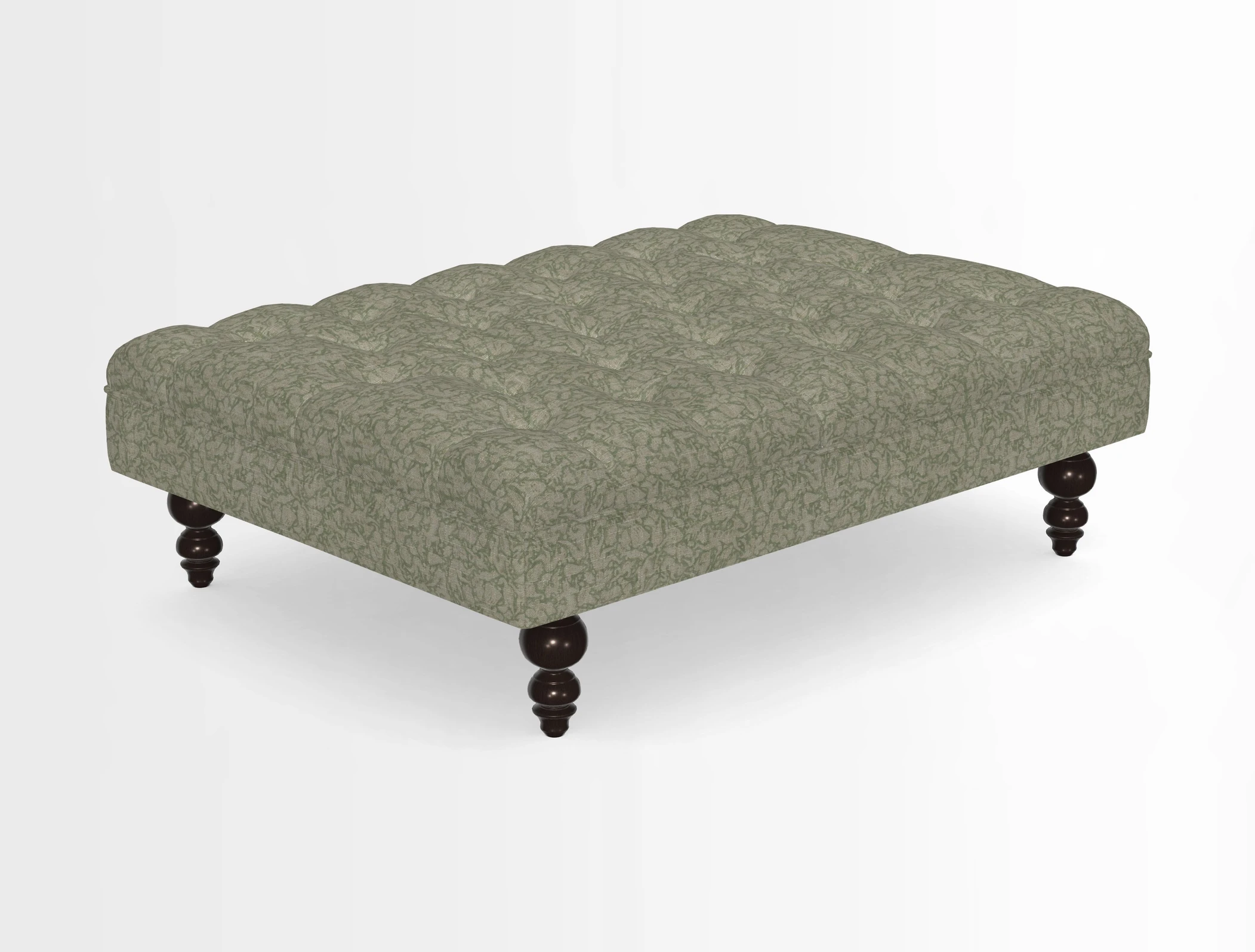 Bedham Footstool in RHS Gertrude Jekyll Lattice Green Alwinton 3 Seater Sofa in RHS Collection on Velvet William Hooker