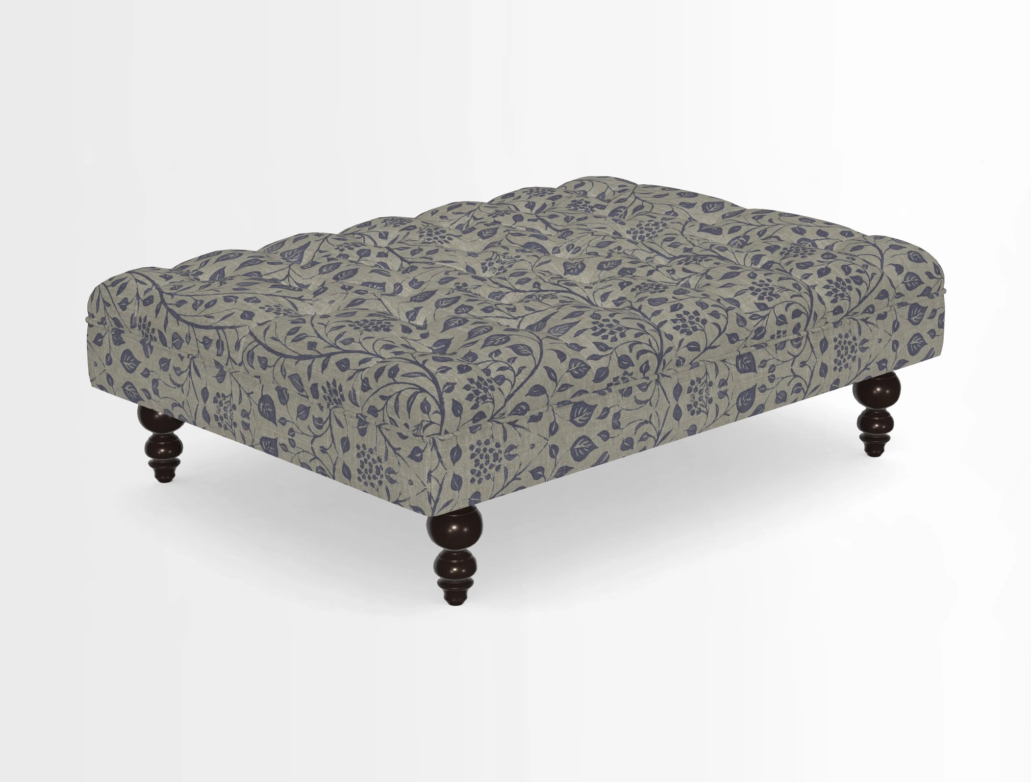 Bedham Footstool in RHS Gertrude Jekyll Lattice Green Alwinton 3 Seater Sofa in RHS Collection on Velvet William Hooker