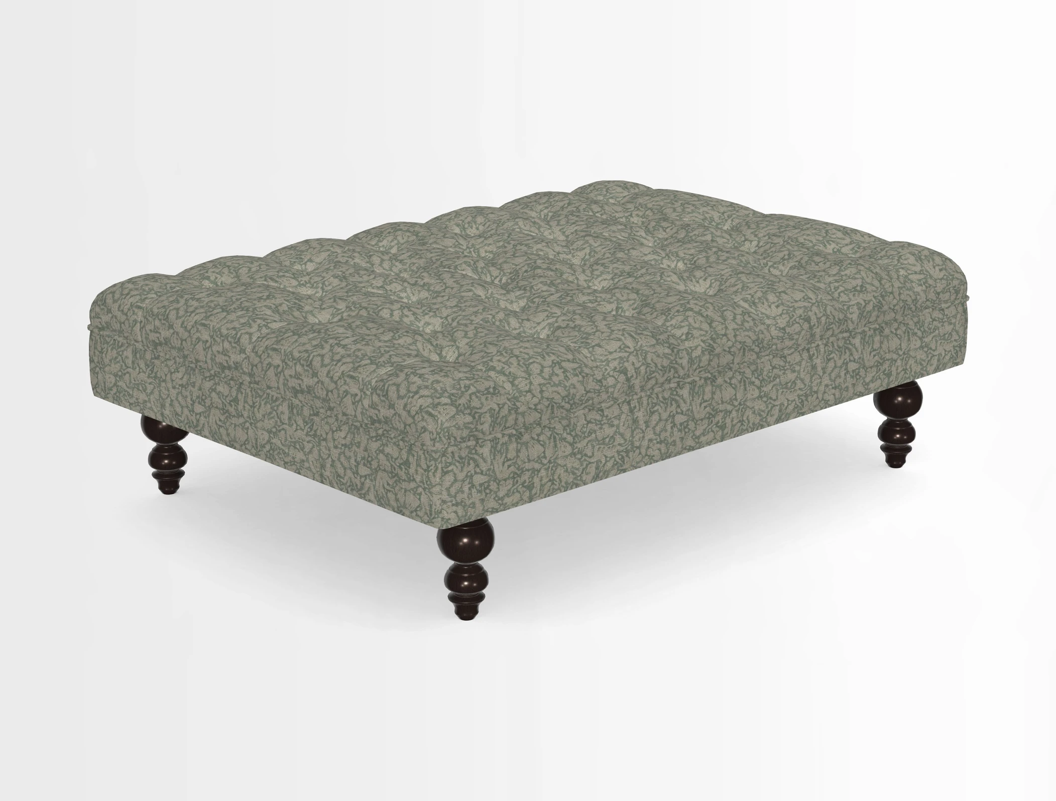 Bedham Footstool in RHS Gertrude Jekyll Lattice Green Alwinton 3 Seater Sofa in RHS Collection on Velvet William Hooker