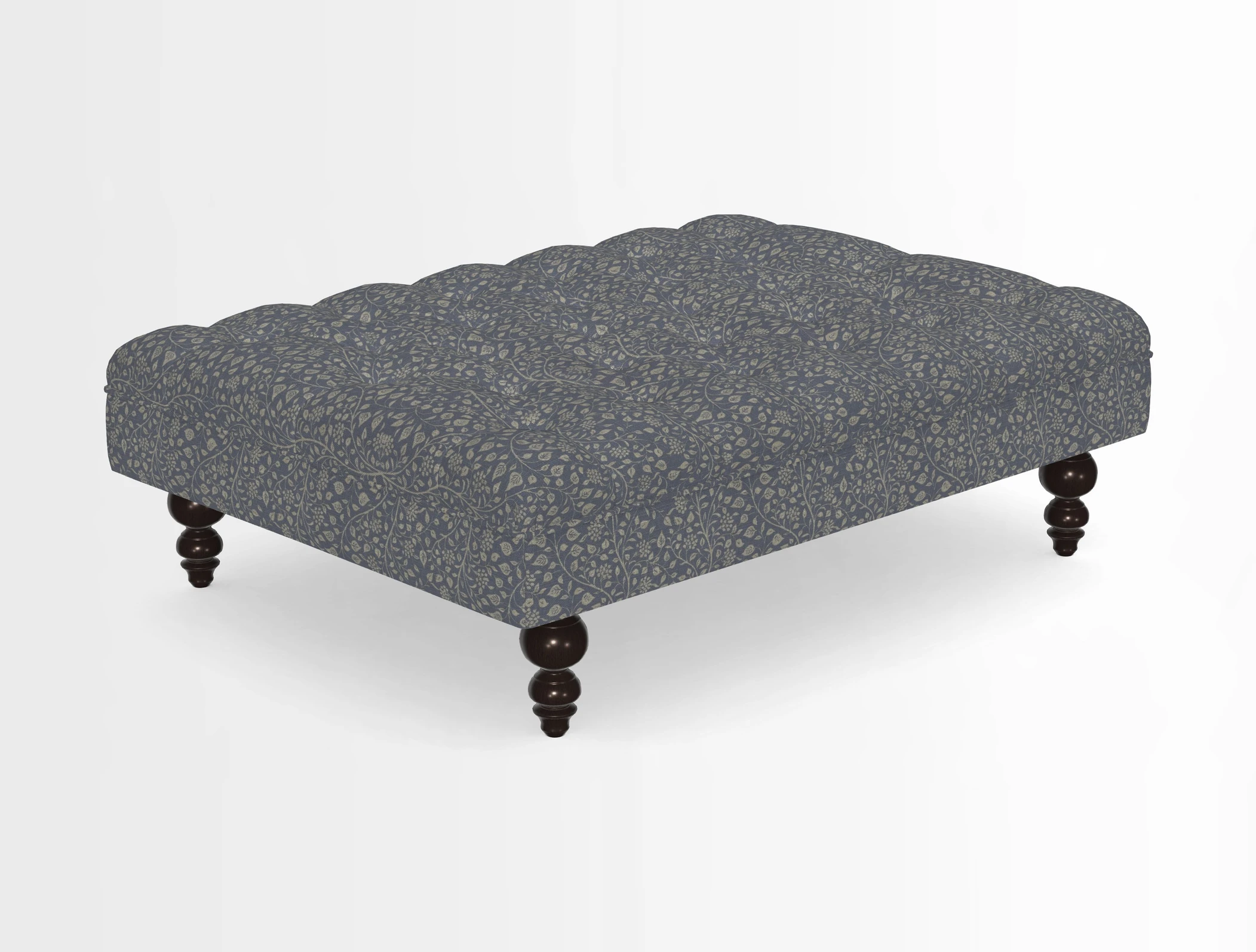 Bedham Footstool in RHS Gertrude Jekyll Lattice Green Alwinton 3 Seater Sofa in RHS Collection on Velvet William Hooker