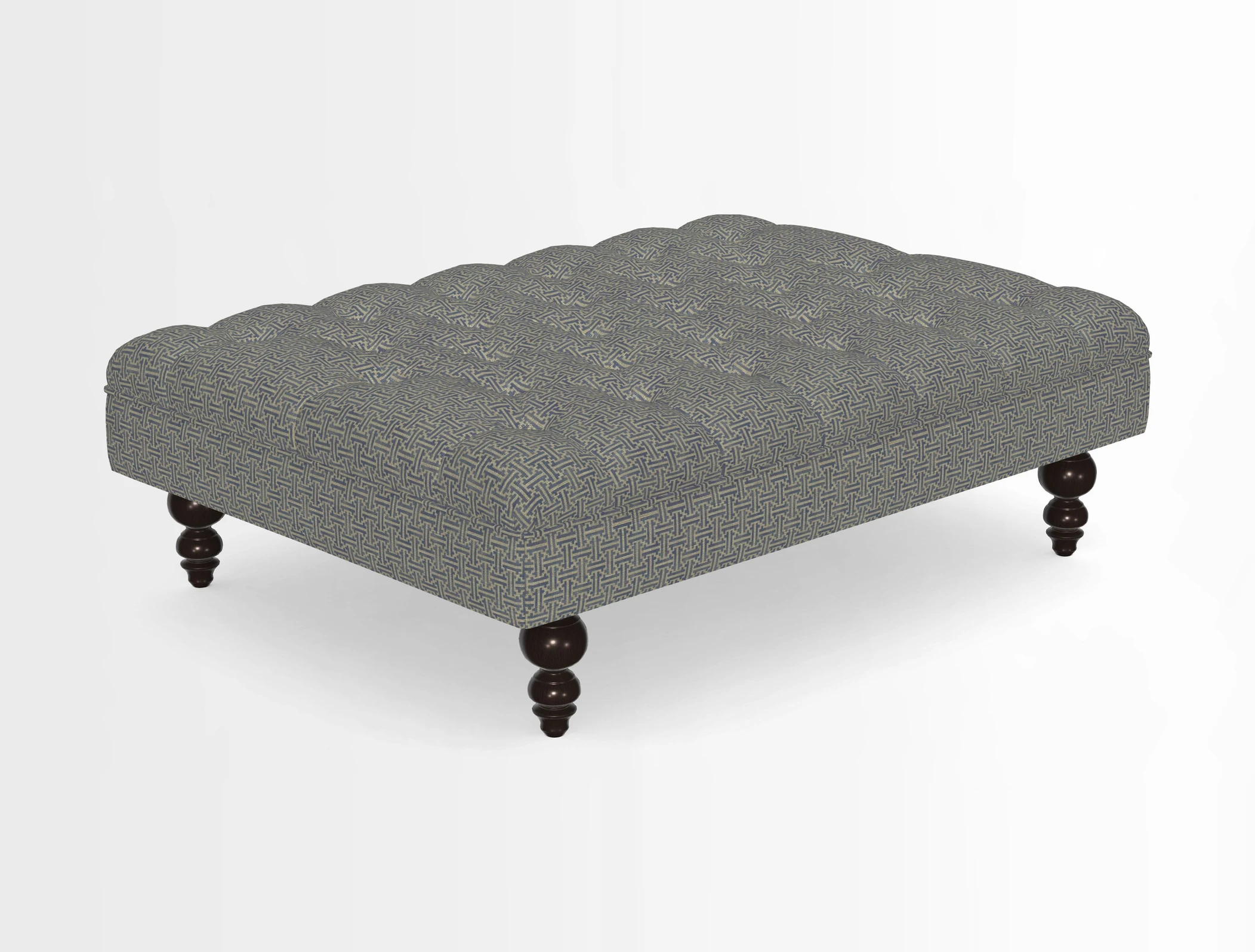 Bedham Footstool in RHS Gertrude Jekyll Lattice Green Alwinton 3 Seater Sofa in RHS Collection on Velvet William Hooker