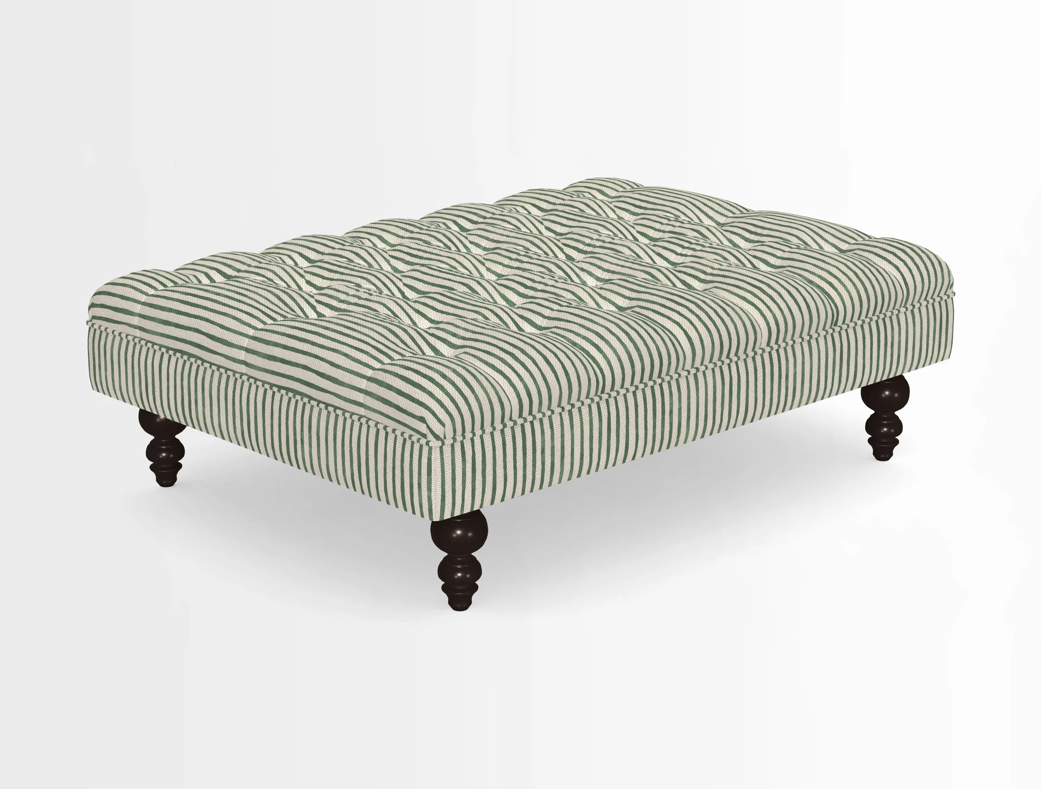 Bedham Footstool in RHS Gertrude Jekyll Lattice Green Alwinton 3 Seater Sofa in RHS Collection on Velvet William Hooker