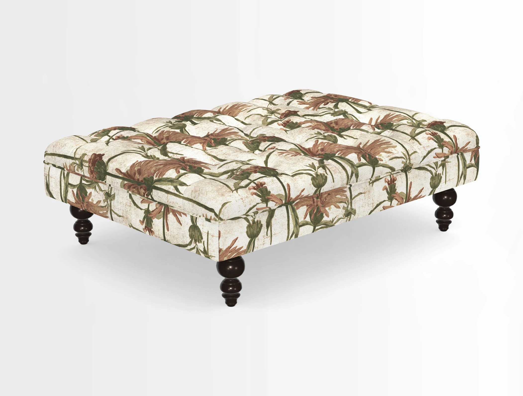 Bedham Footstool in RHS Gertrude Jekyll Lattice Green Alwinton 3 Seater Sofa in RHS Collection on Velvet William Hooker