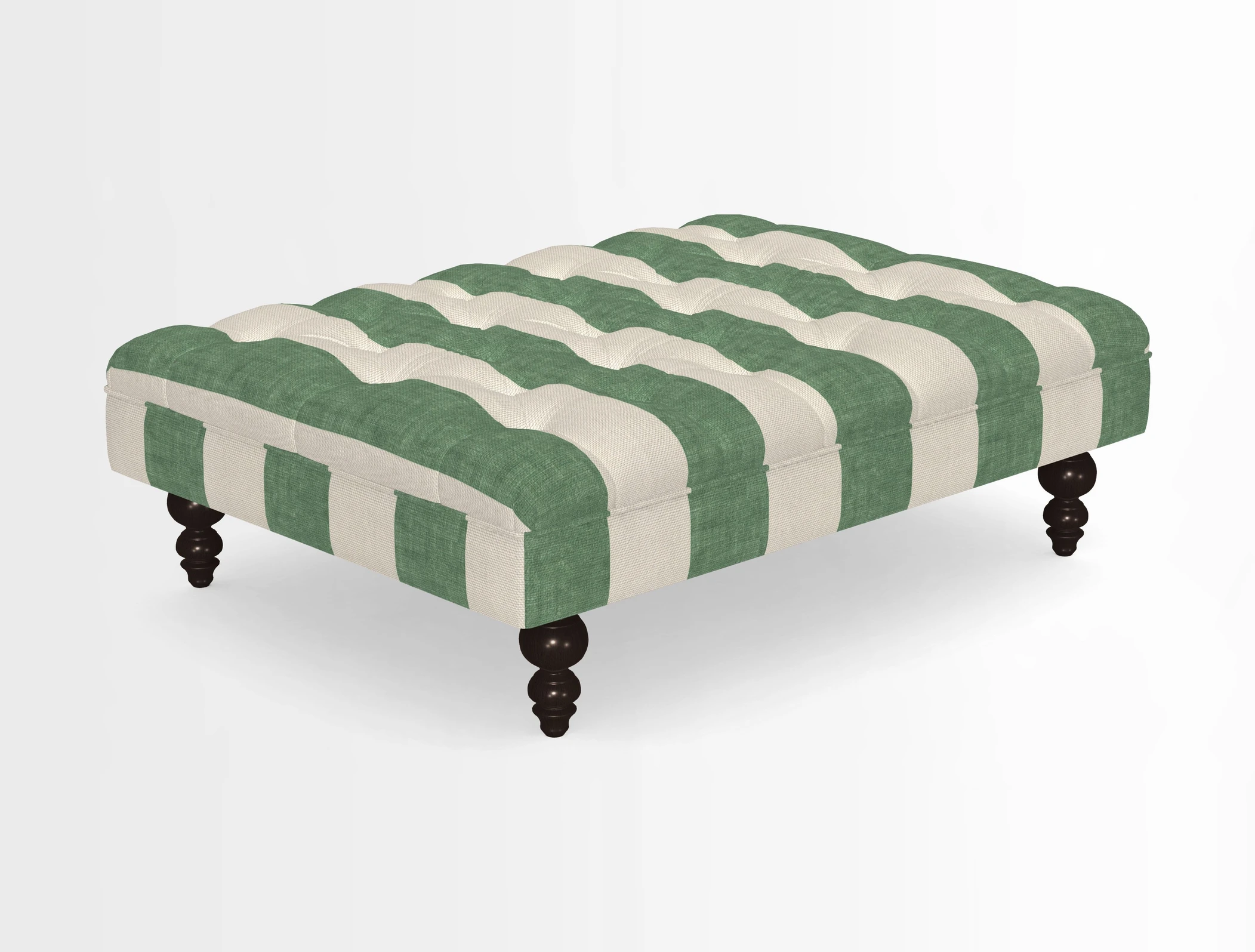 Bedham Footstool in RHS Gertrude Jekyll Lattice Green Alwinton 3 Seater Sofa in RHS Collection on Velvet William Hooker