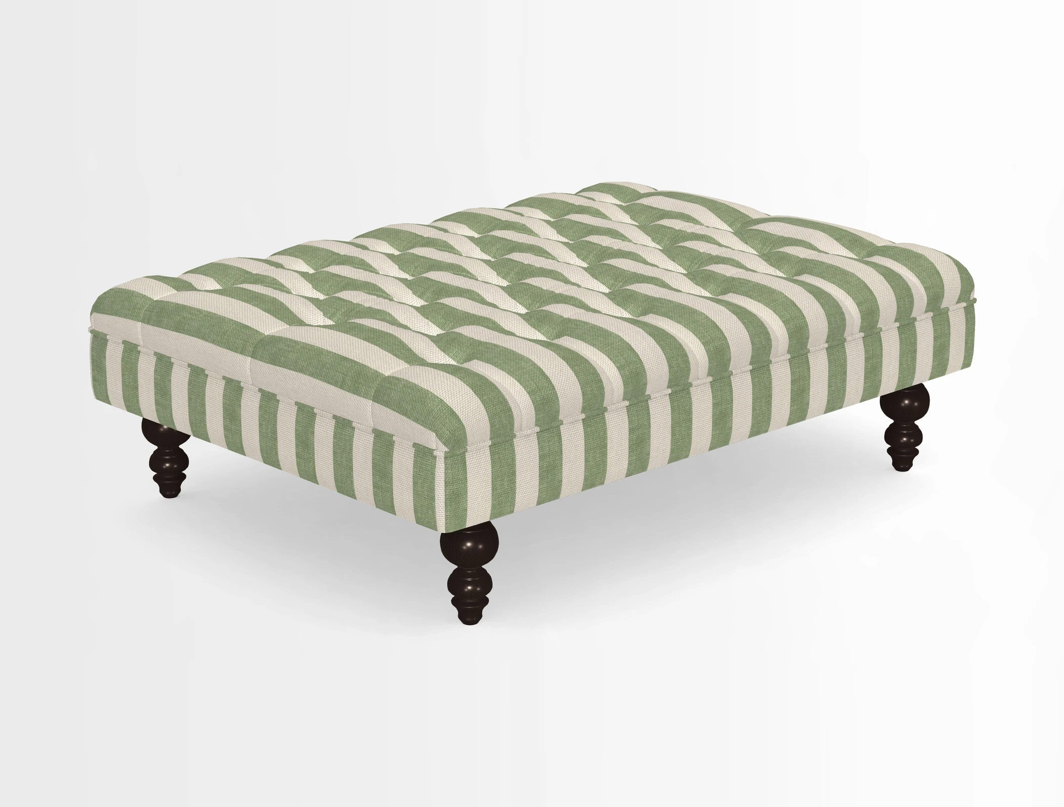 Bedham Footstool in RHS Gertrude Jekyll Lattice Green Alwinton 3 Seater Sofa in RHS Collection on Velvet William Hooker