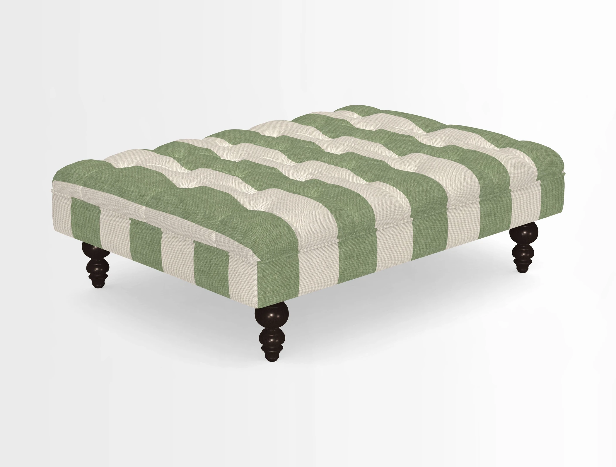 Bedham Footstool in RHS Gertrude Jekyll Lattice Green Alwinton 3 Seater Sofa in RHS Collection on Velvet William Hooker