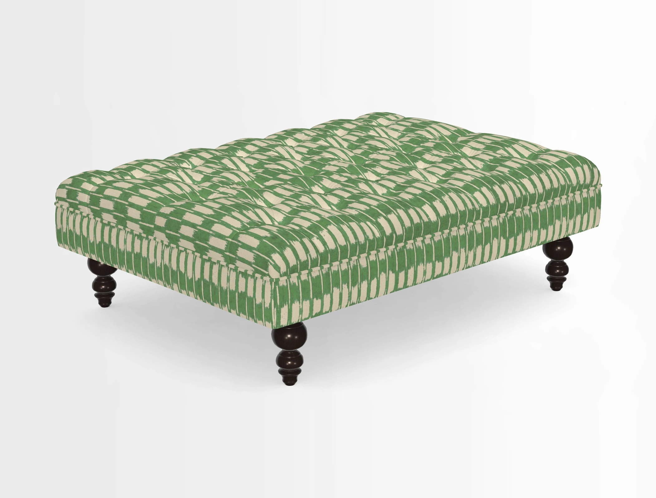 Bedham Footstool in RHS Gertrude Jekyll Lattice Green Alwinton 3 Seater Sofa in RHS Collection on Velvet William Hooker