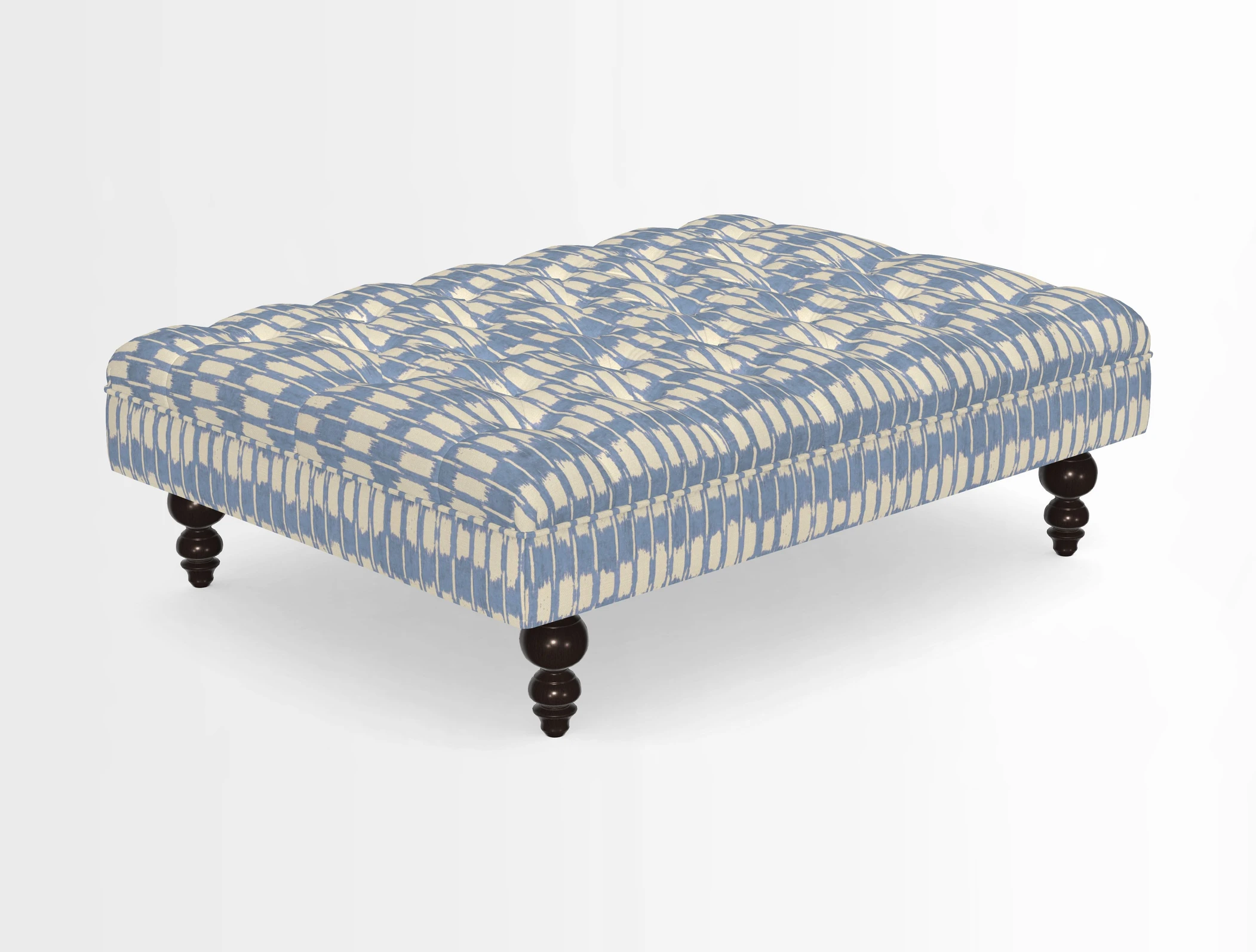 Bedham Footstool in RHS Gertrude Jekyll Lattice Green Alwinton 3 Seater Sofa in RHS Collection on Velvet William Hooker