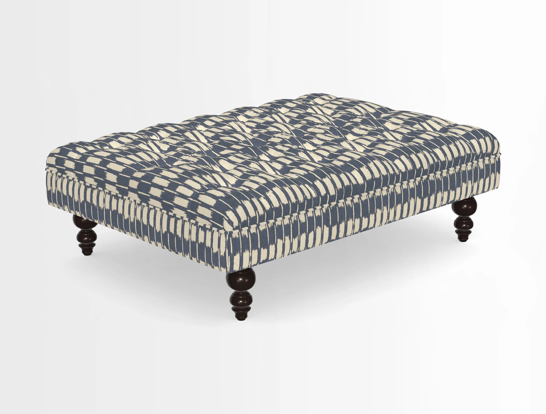 Bedham Footstool in RHS Gertrude Jekyll Lattice Green Alwinton 3 Seater Sofa in RHS Collection on Velvet William Hooker