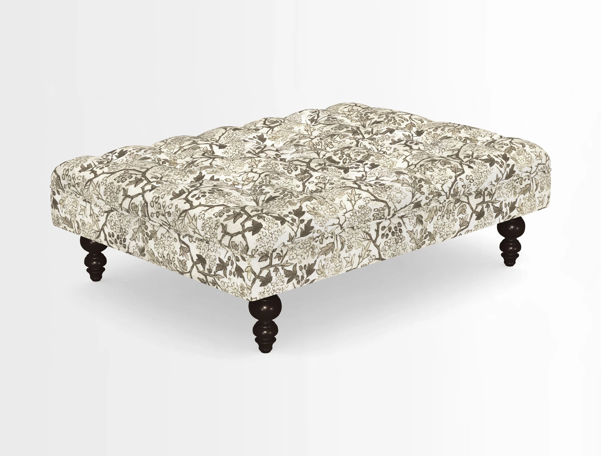 Bedham Footstool in RHS Gertrude Jekyll Lattice Green Alwinton 3 Seater Sofa in RHS Collection on Velvet William Hooker