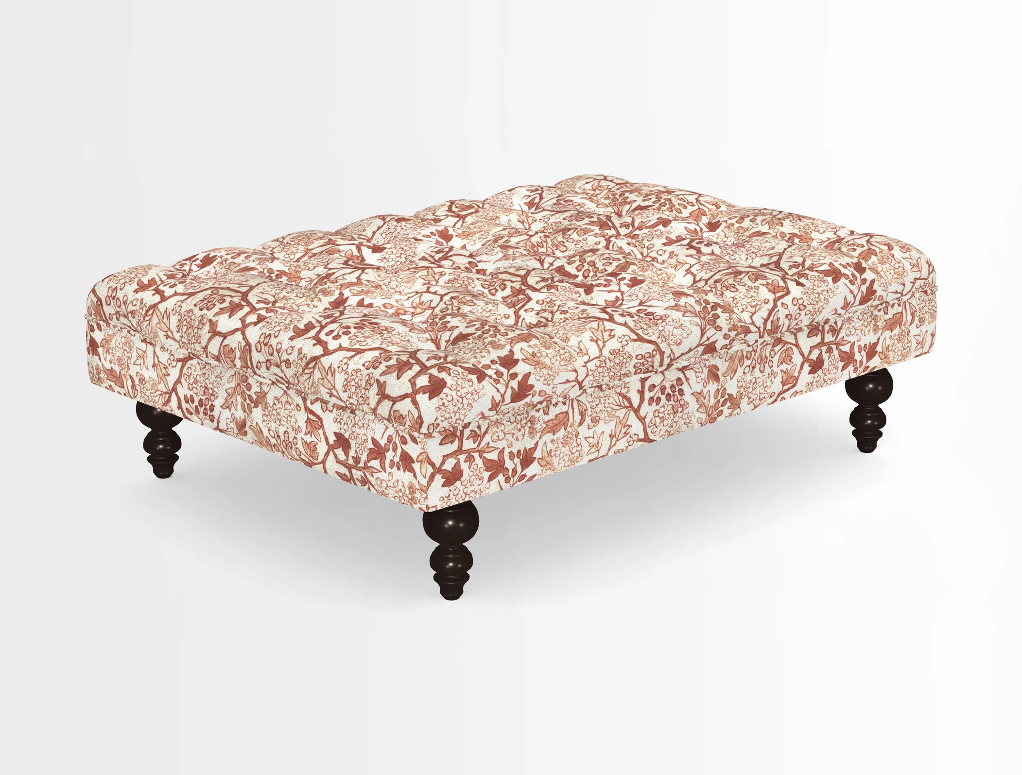 Bedham Footstool in RHS Gertrude Jekyll Lattice Green Alwinton 3 Seater Sofa in RHS Collection on Velvet William Hooker
