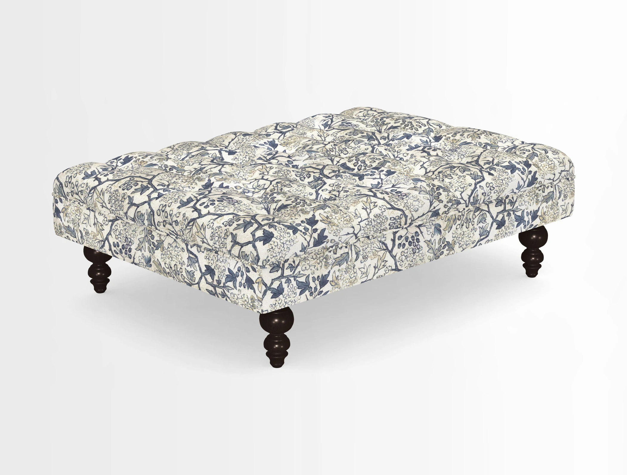 Bedham Footstool in RHS Gertrude Jekyll Lattice Green Alwinton 3 Seater Sofa in RHS Collection on Velvet William Hooker