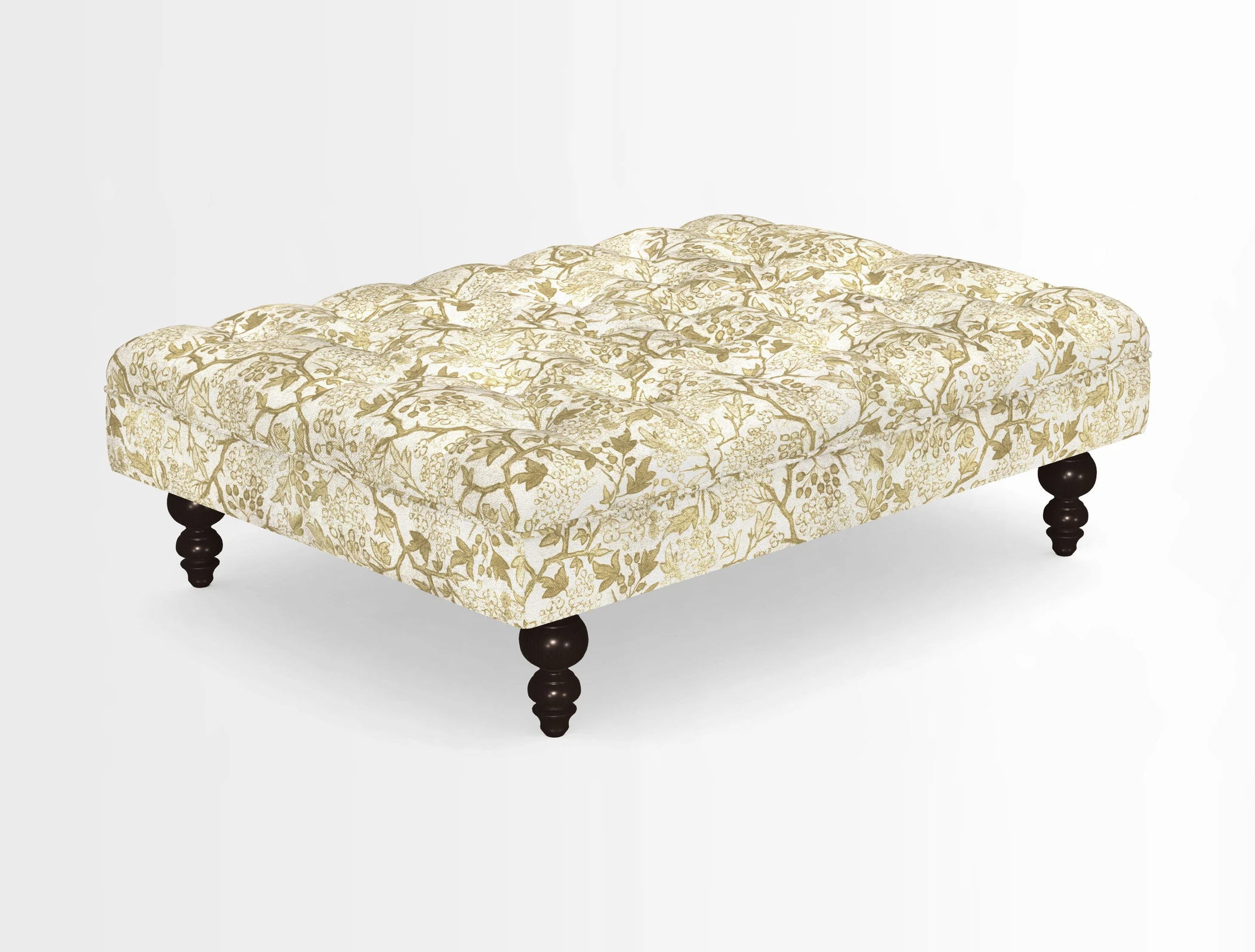 Bedham Footstool in RHS Gertrude Jekyll Lattice Green Alwinton 3 Seater Sofa in RHS Collection on Velvet William Hooker