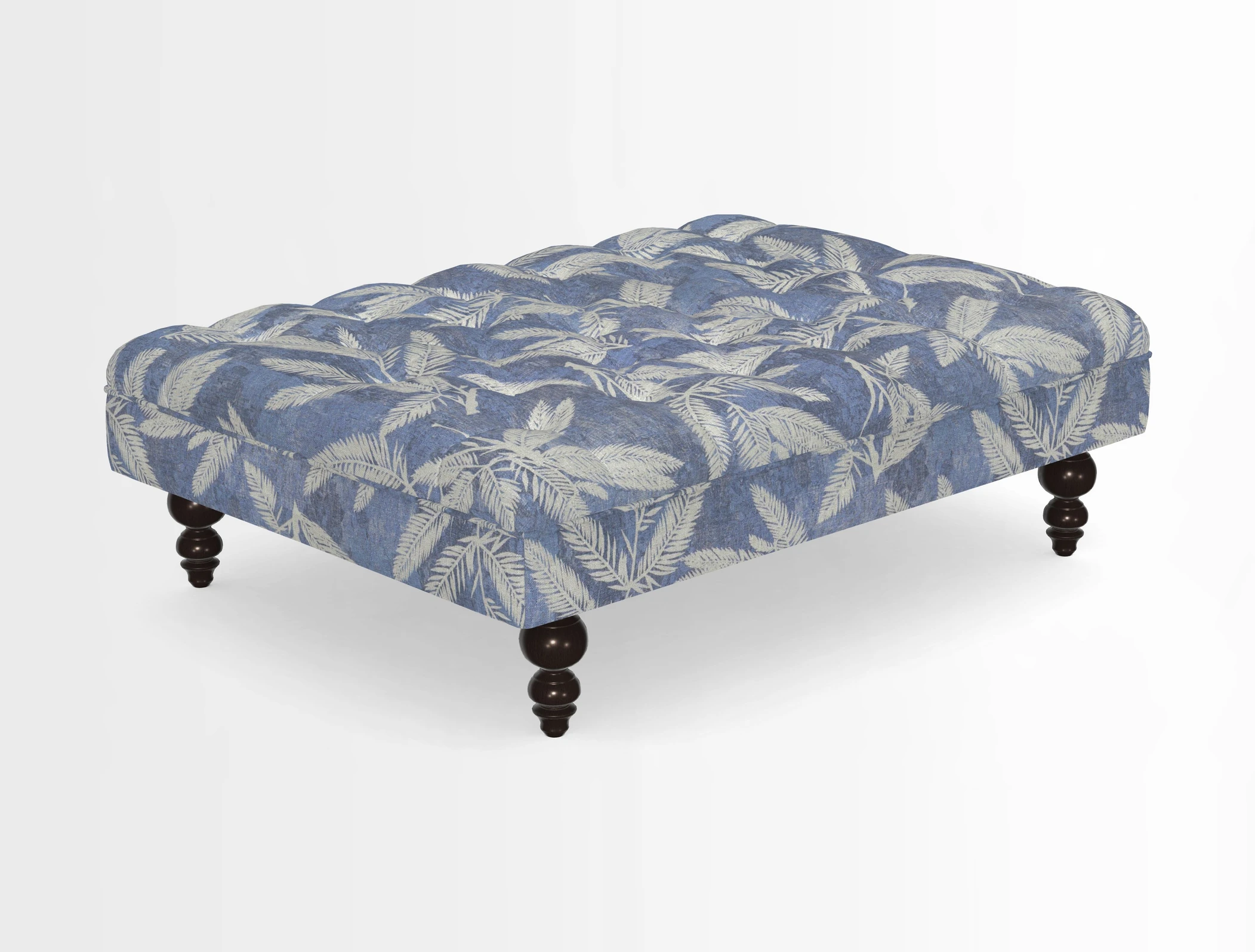 Bedham Footstool in RHS Gertrude Jekyll Lattice Green Alwinton 3 Seater Sofa in RHS Collection on Velvet William Hooker