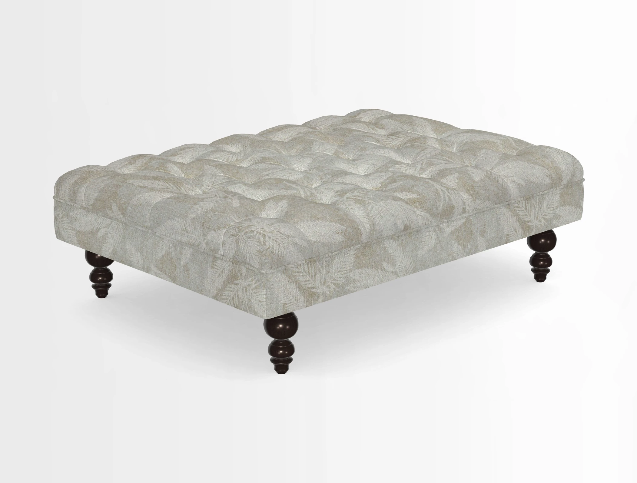 Bedham Footstool in RHS Gertrude Jekyll Lattice Green Alwinton 3 Seater Sofa in RHS Collection on Velvet William Hooker