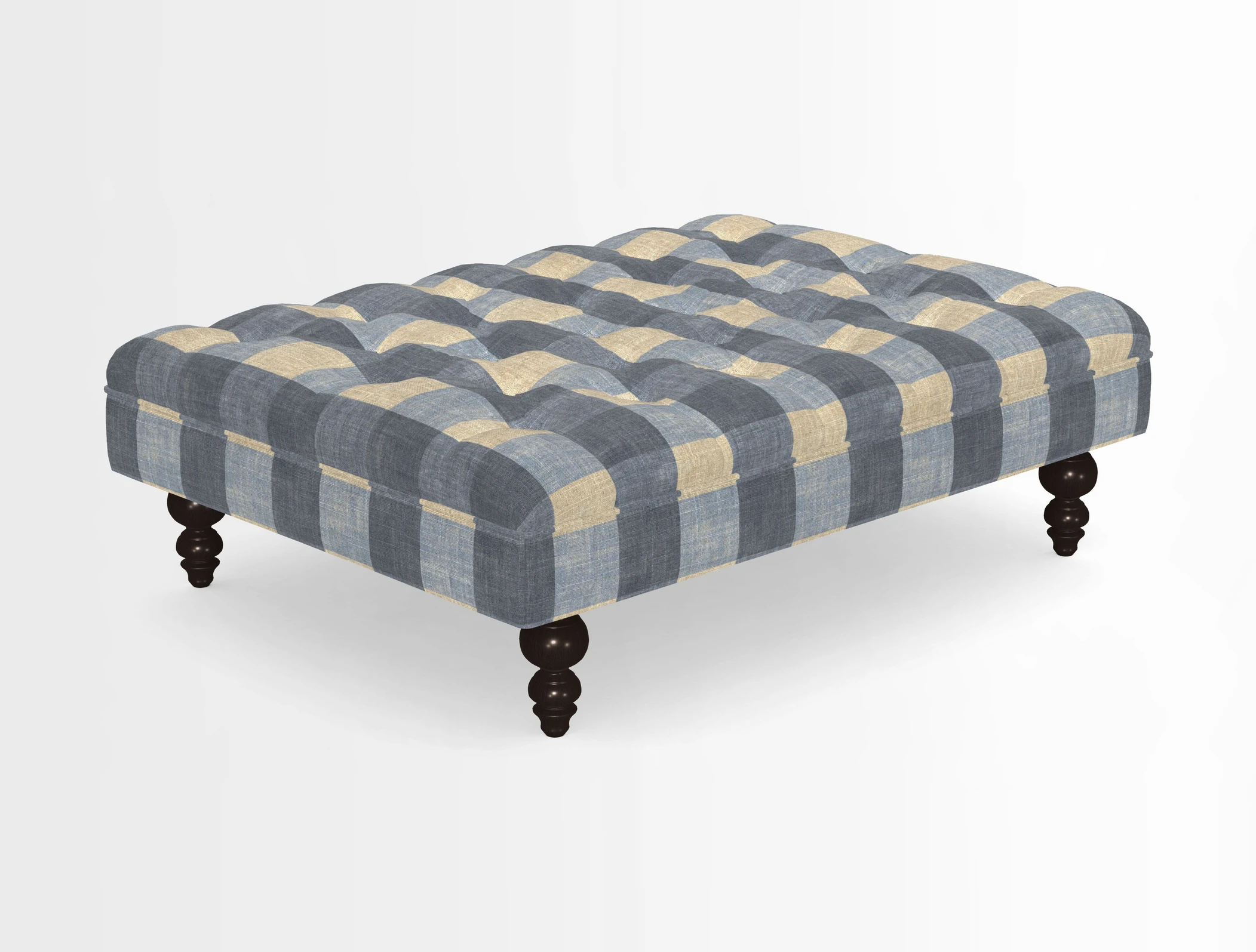 Bedham Footstool in RHS Gertrude Jekyll Lattice Green Alwinton 3 Seater Sofa in RHS Collection on Velvet William Hooker