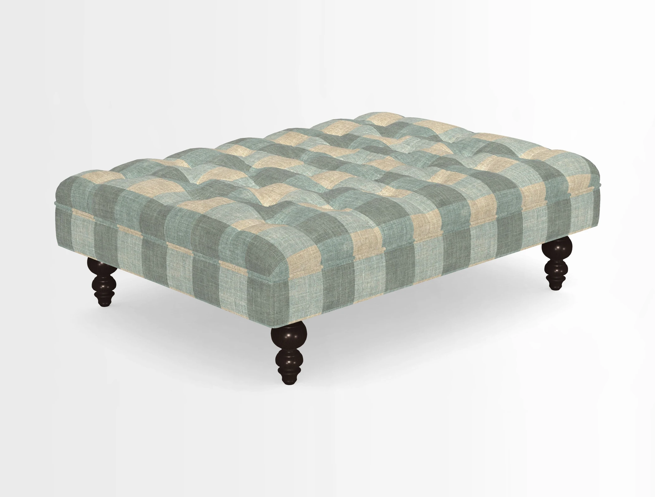 Bedham Footstool in RHS Gertrude Jekyll Lattice Green Alwinton 3 Seater Sofa in RHS Collection on Velvet William Hooker