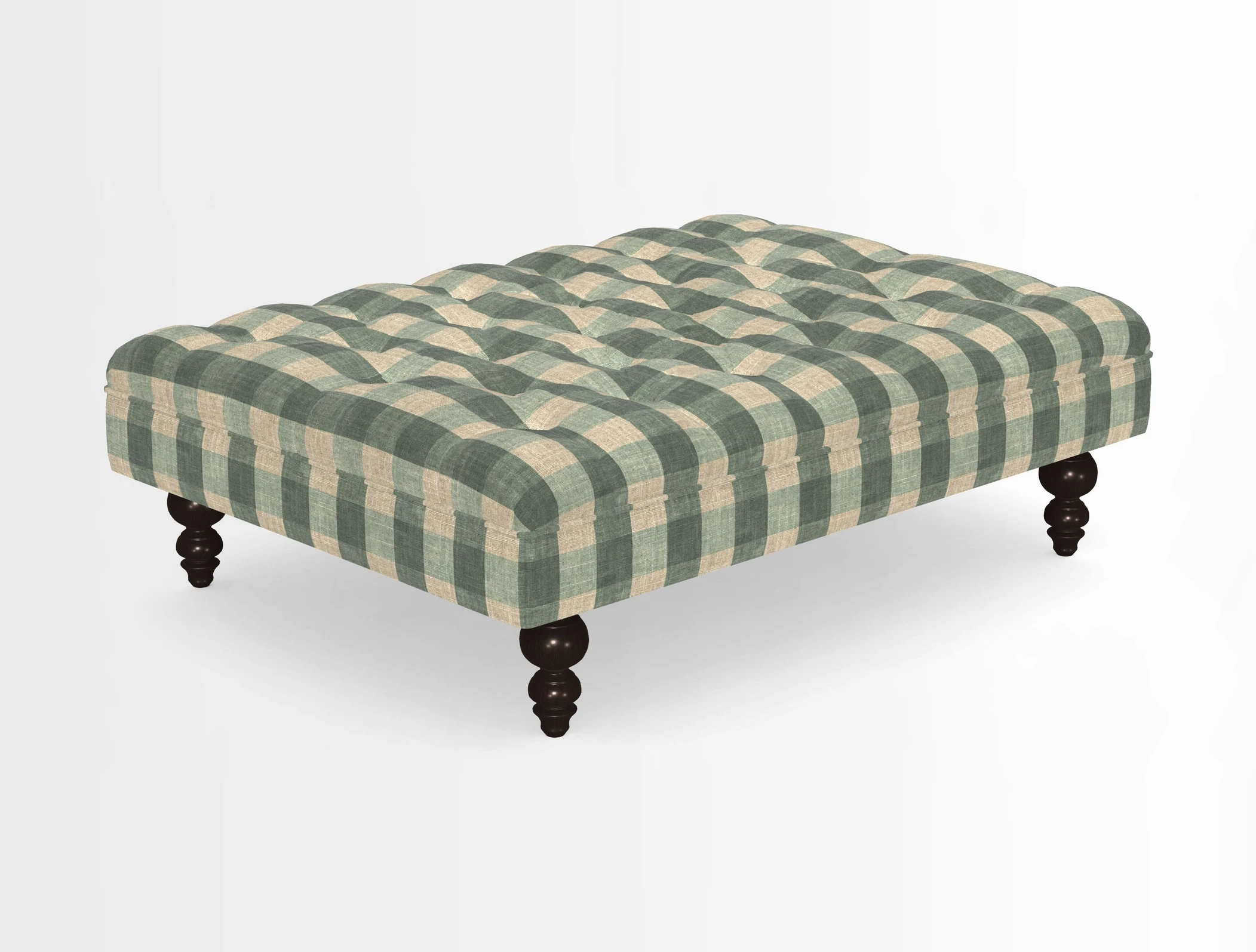 Bedham Footstool in RHS Gertrude Jekyll Lattice Green Alwinton 3 Seater Sofa in RHS Collection on Velvet William Hooker