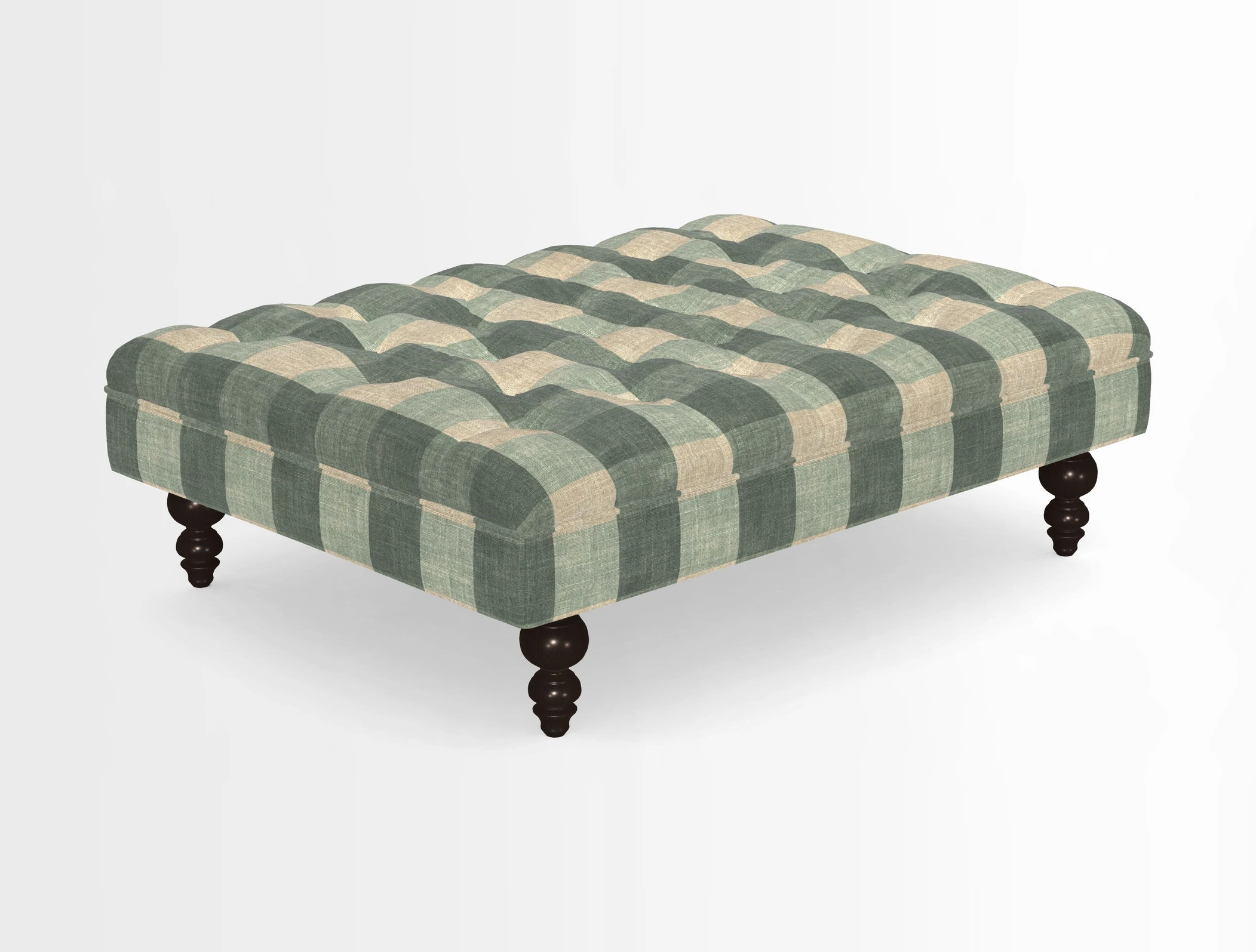 Bedham Footstool in RHS Gertrude Jekyll Lattice Green Alwinton 3 Seater Sofa in RHS Collection on Velvet William Hooker