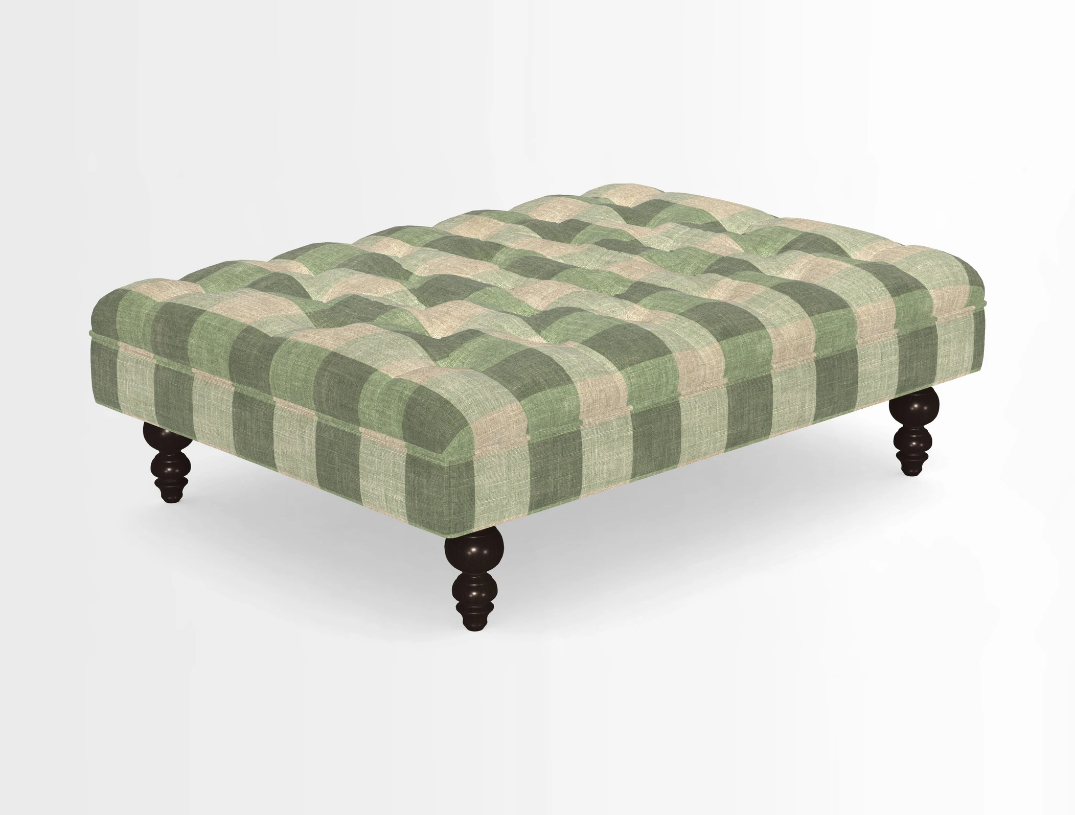 Bedham Footstool in RHS Gertrude Jekyll Lattice Green Alwinton 3 Seater Sofa in RHS Collection on Velvet William Hooker