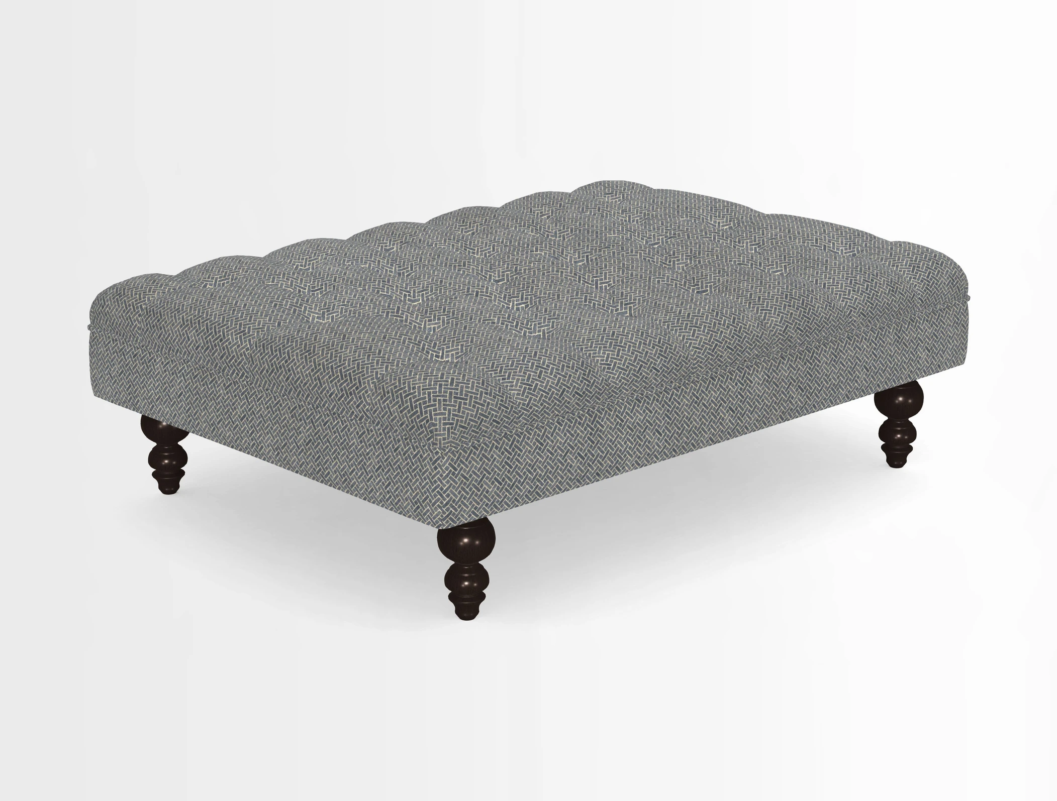 Bedham Footstool in RHS Gertrude Jekyll Lattice Green Alwinton 3 Seater Sofa in RHS Collection on Velvet William Hooker