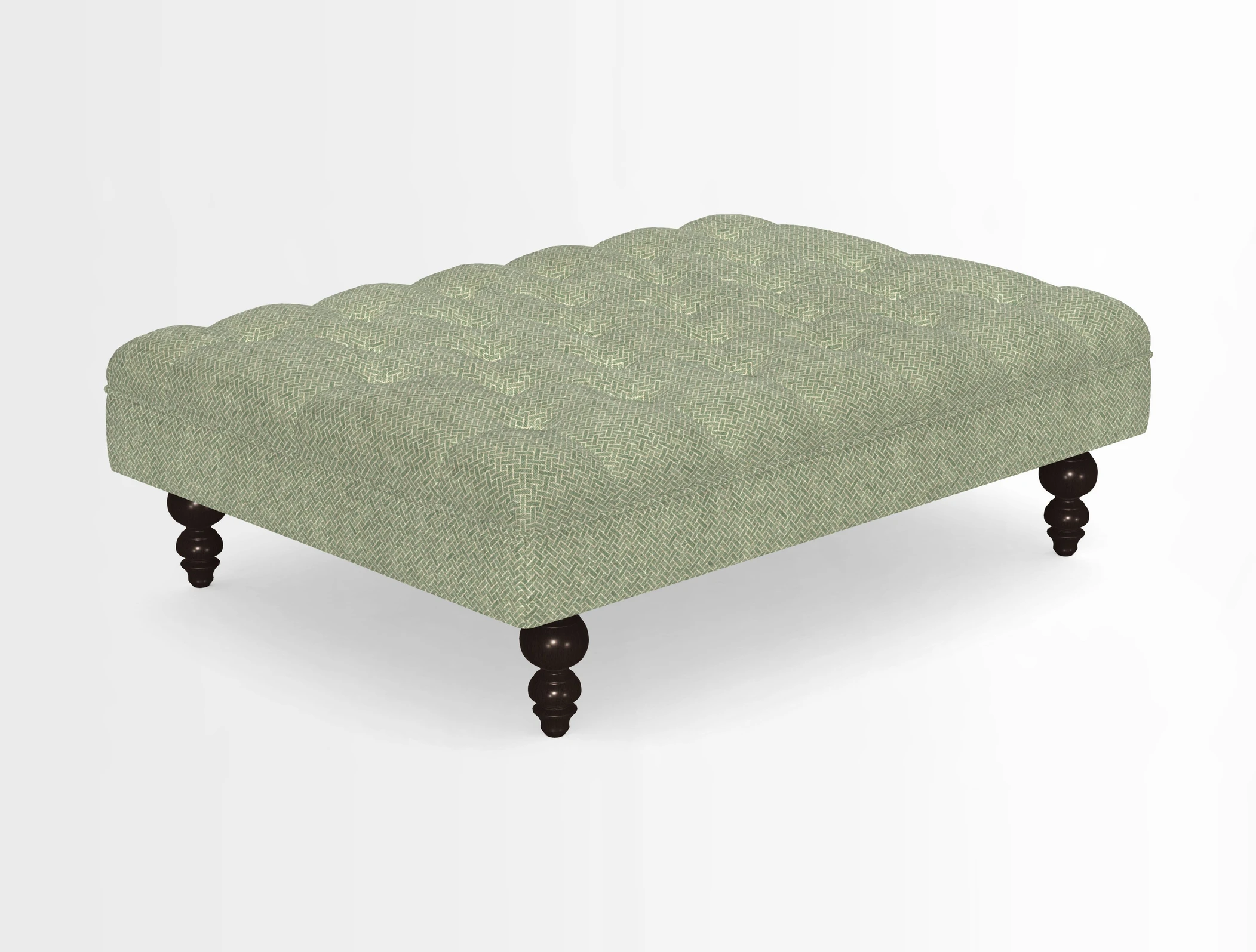 Bedham Footstool in RHS Gertrude Jekyll Lattice Green Alwinton 3 Seater Sofa in RHS Collection on Velvet William Hooker