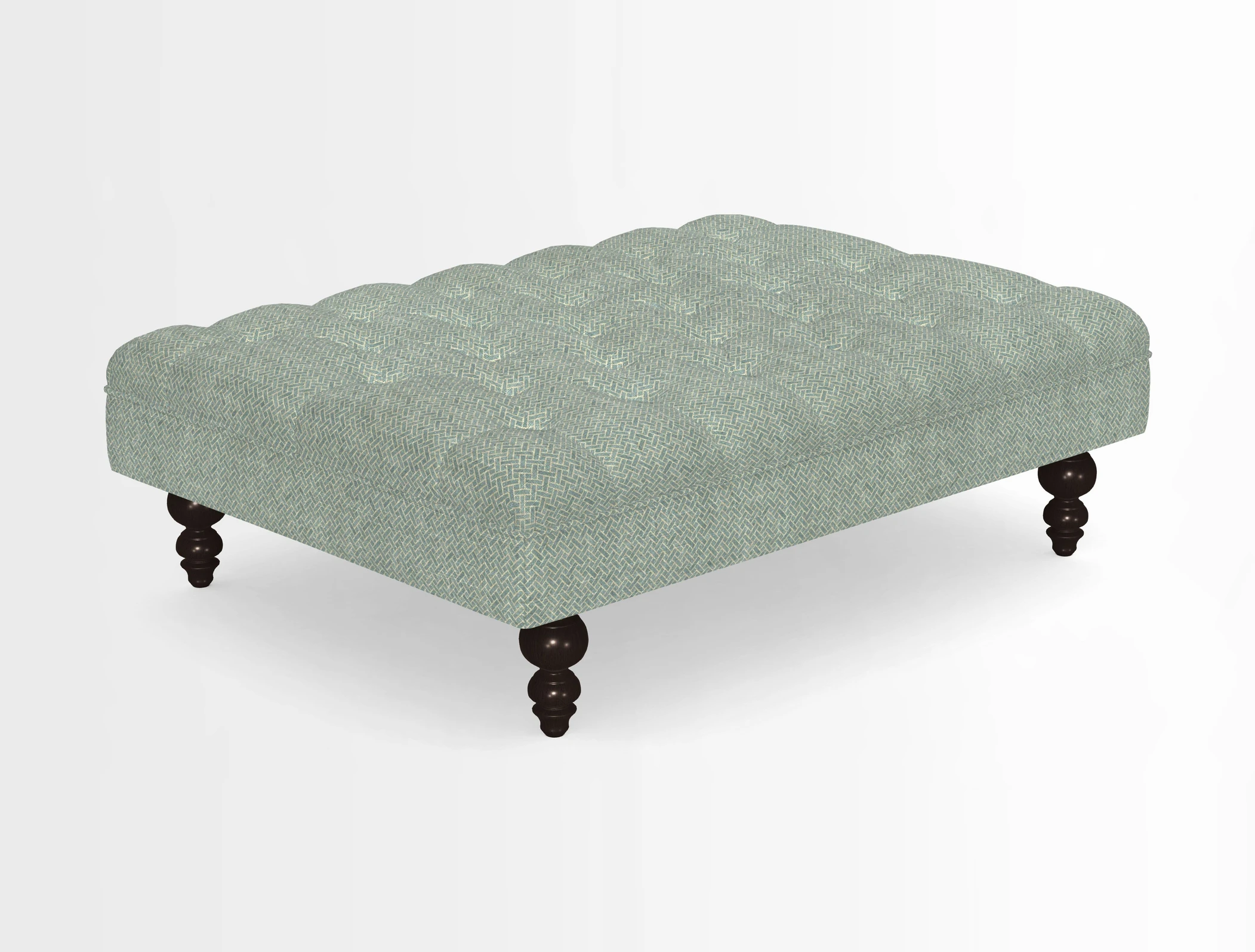 Bedham Footstool in RHS Gertrude Jekyll Lattice Green Alwinton 3 Seater Sofa in RHS Collection on Velvet William Hooker