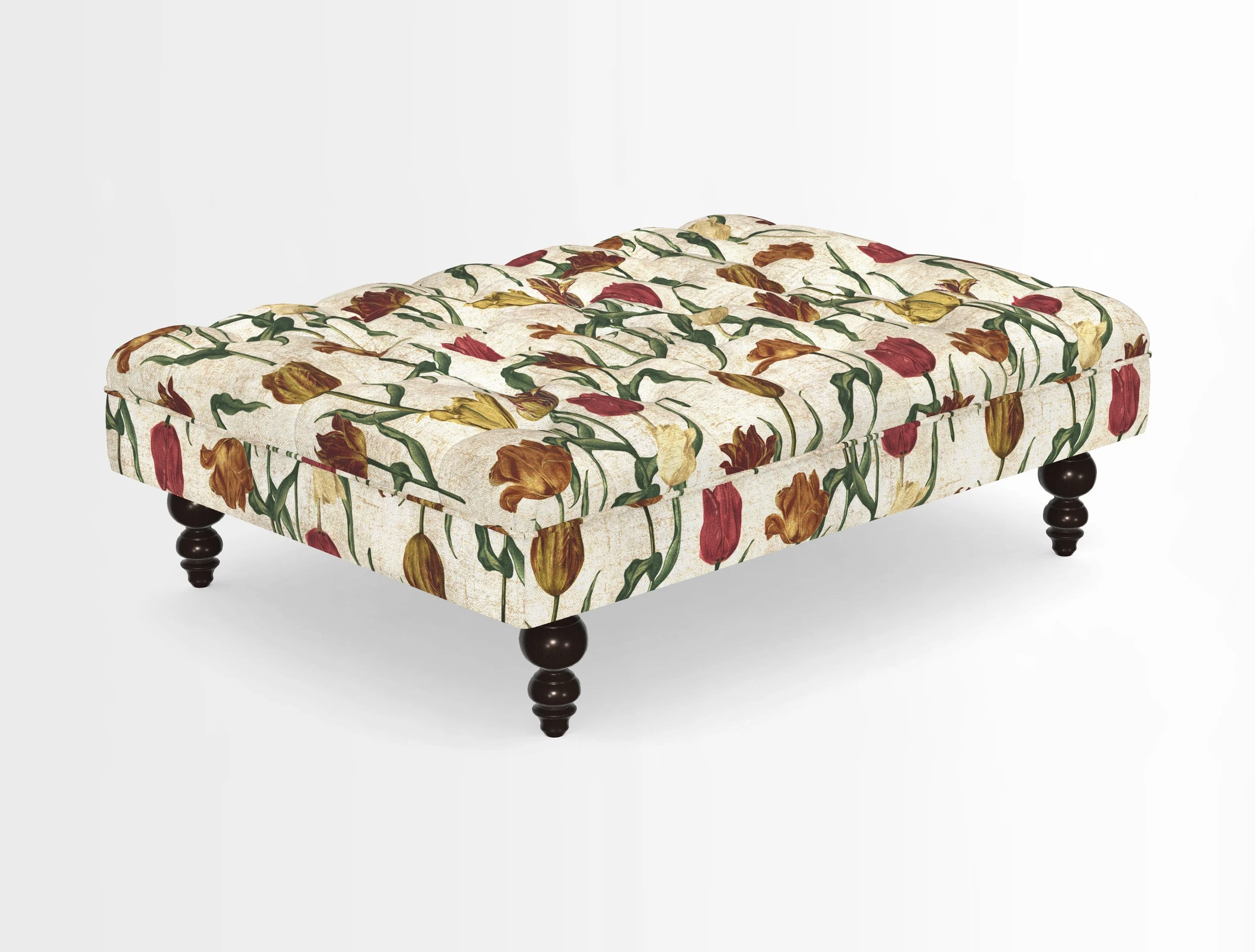 Bedham Footstool in RHS Gertrude Jekyll Lattice Green Alwinton 3 Seater Sofa in RHS Collection on Velvet William Hooker