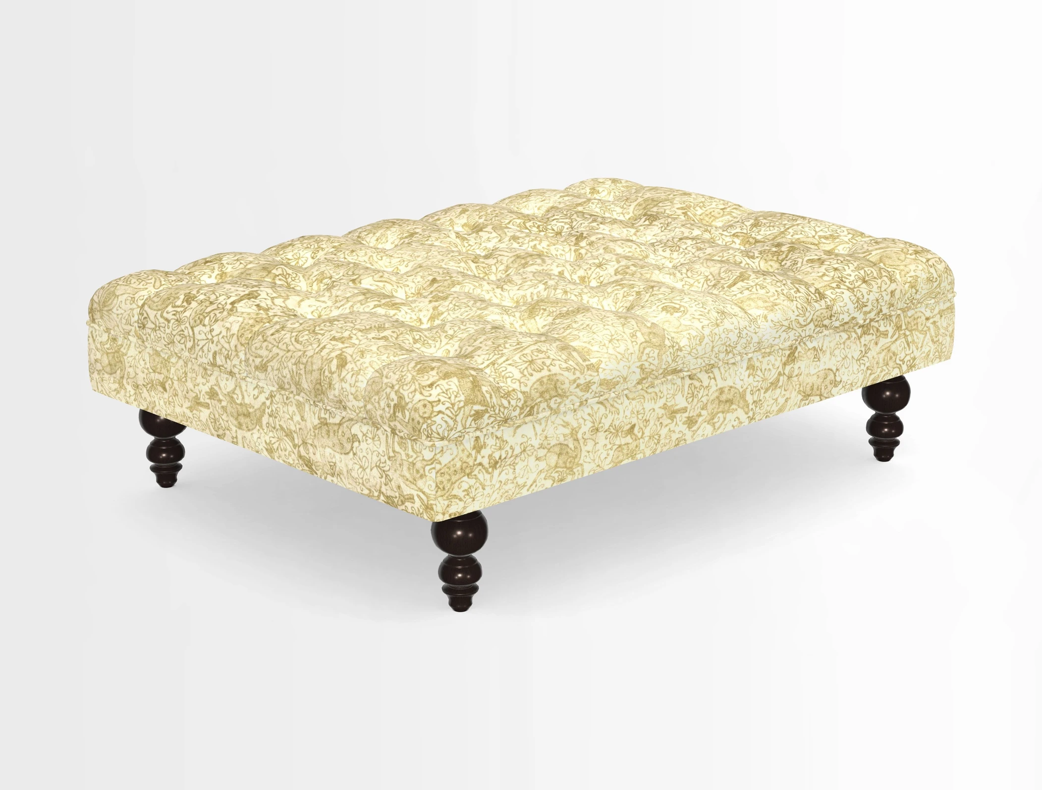 Bedham Footstool in RHS Gertrude Jekyll Lattice Green Alwinton 3 Seater Sofa in RHS Collection on Velvet William Hooker