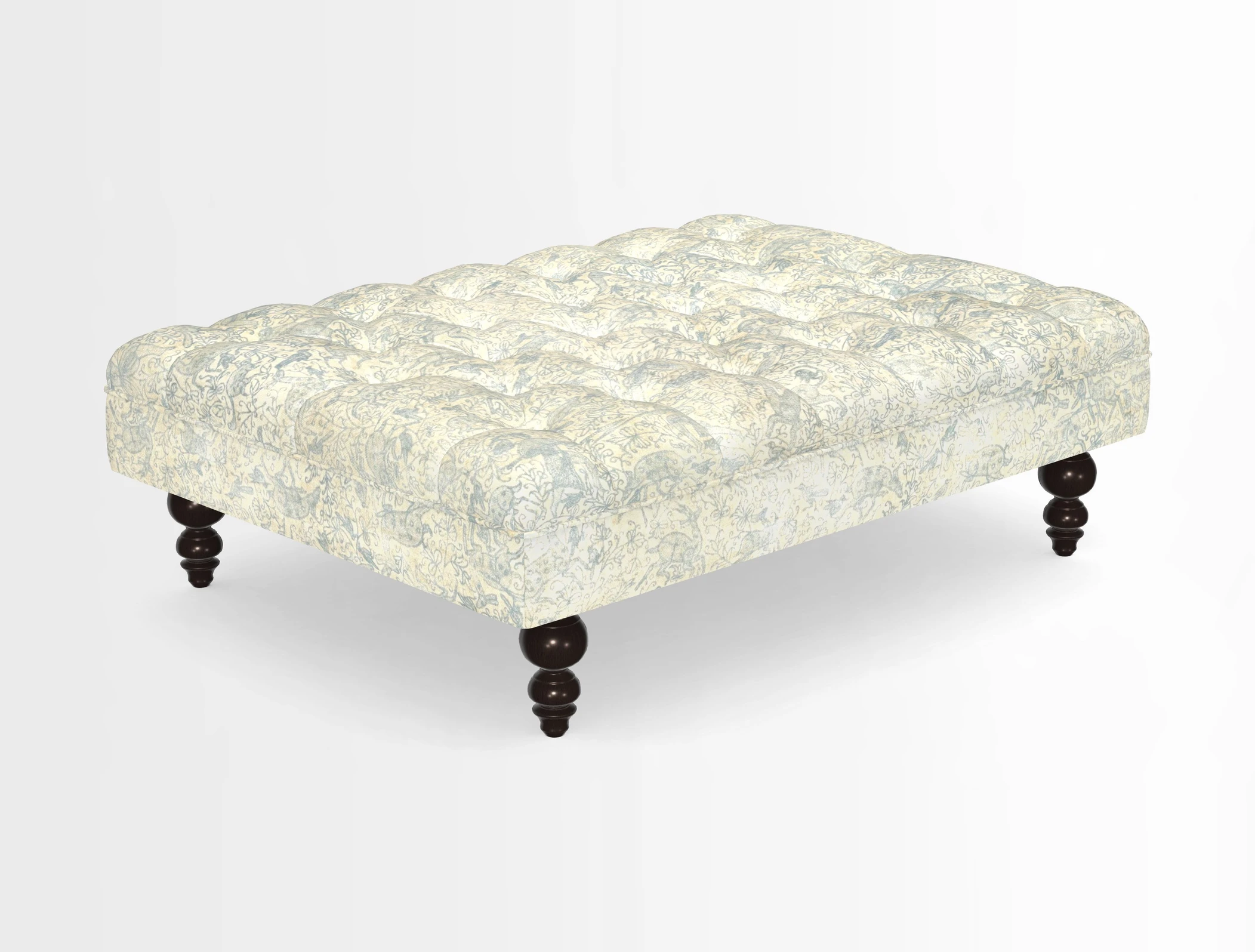 Bedham Footstool in RHS Gertrude Jekyll Lattice Green Alwinton 3 Seater Sofa in RHS Collection on Velvet William Hooker