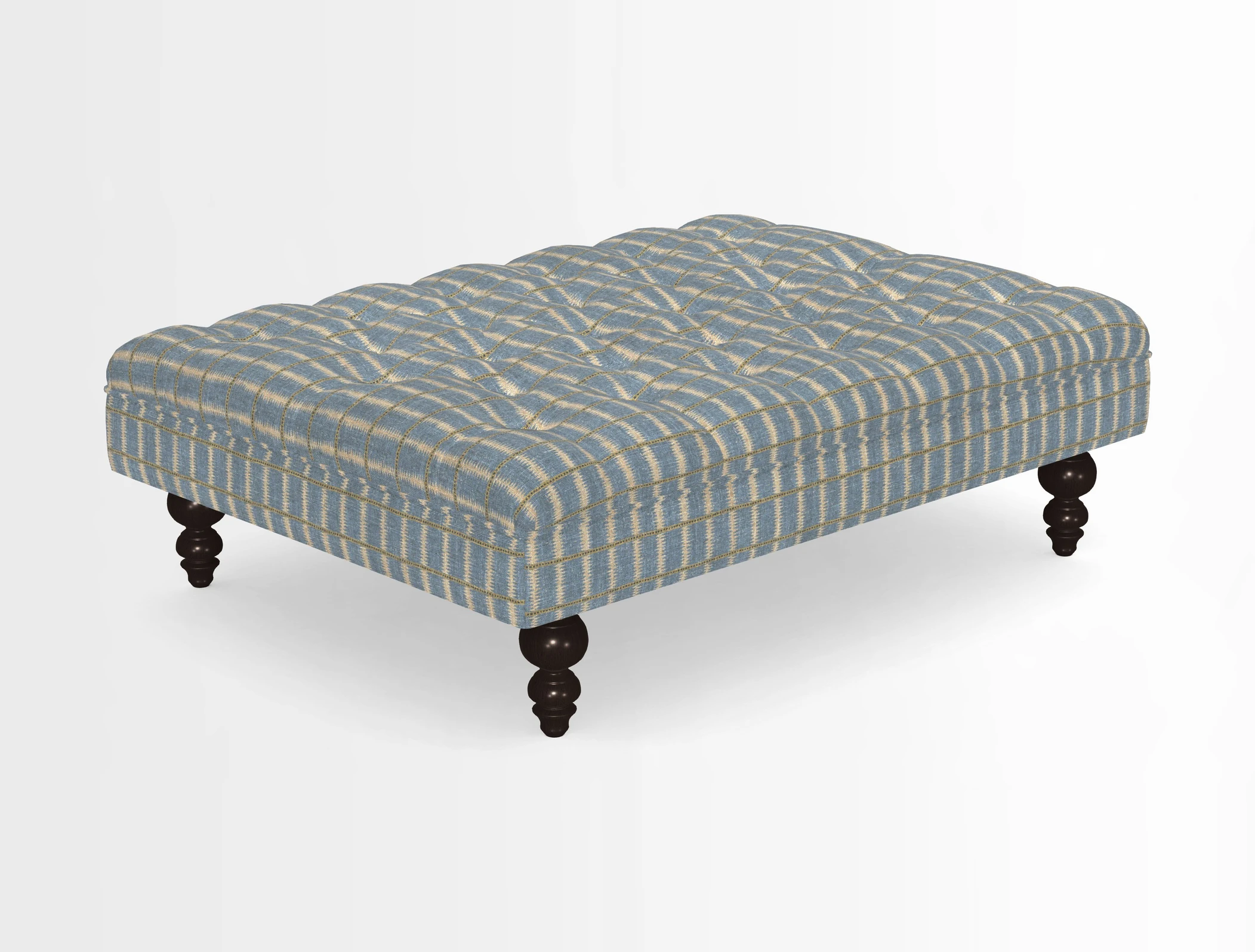 Bedham Footstool in RHS Gertrude Jekyll Lattice Green Alwinton 3 Seater Sofa in RHS Collection on Velvet William Hooker