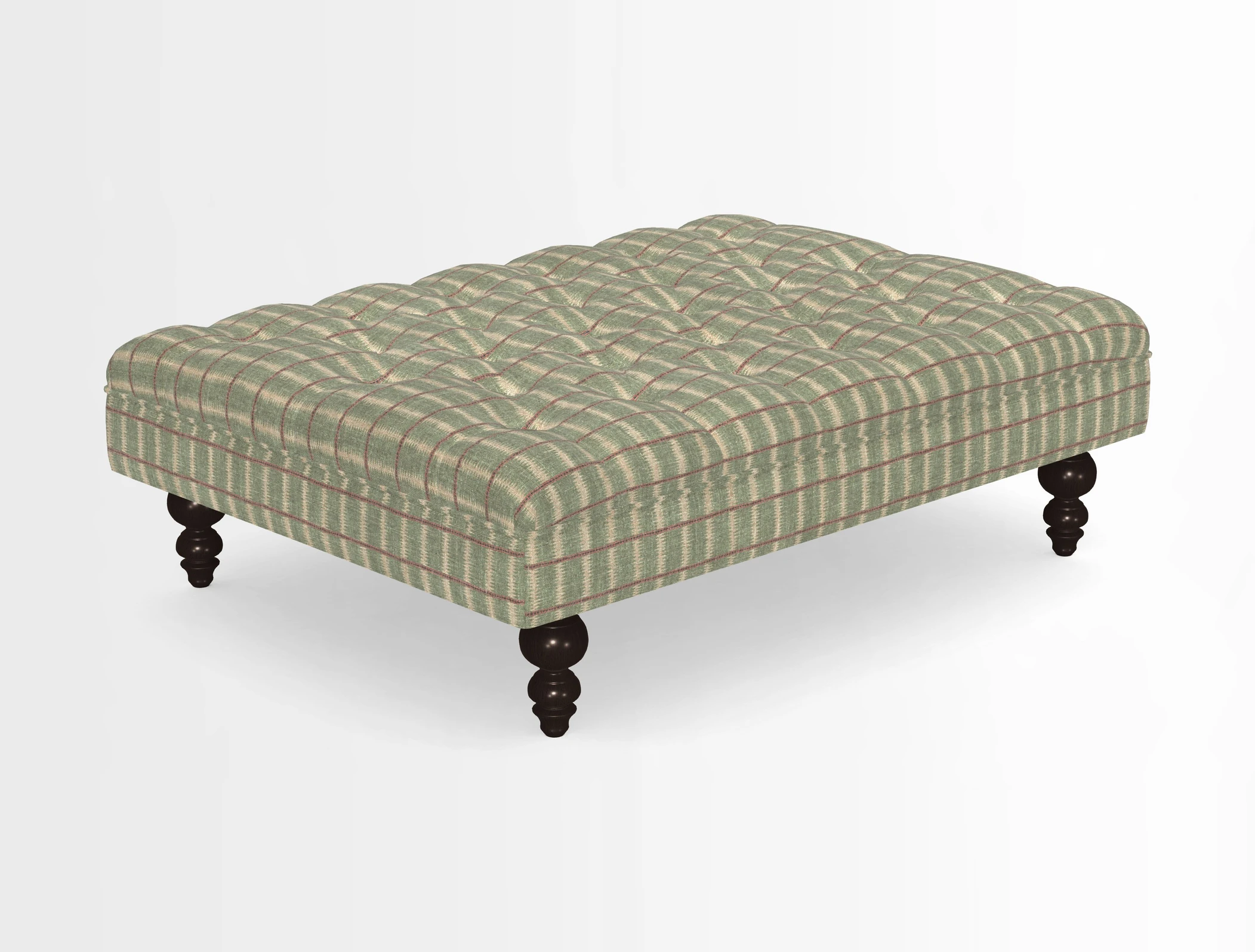 Bedham Footstool in RHS Gertrude Jekyll Lattice Green Alwinton 3 Seater Sofa in RHS Collection on Velvet William Hooker