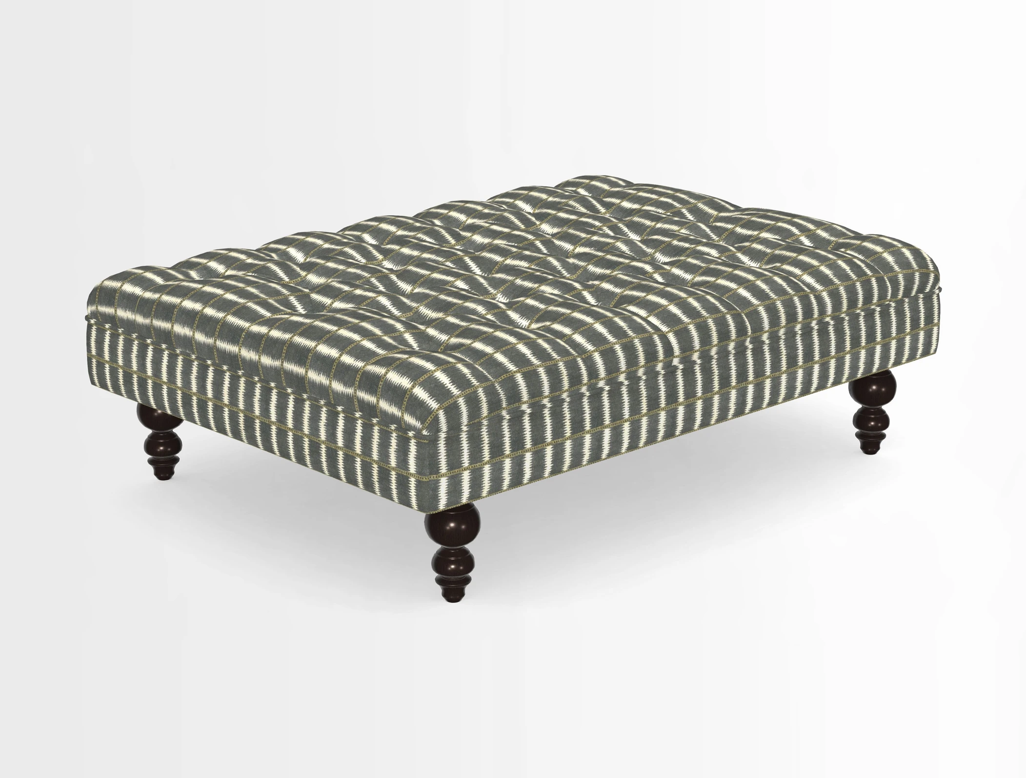 Bedham Footstool in RHS Gertrude Jekyll Lattice Green Alwinton 3 Seater Sofa in RHS Collection on Velvet William Hooker