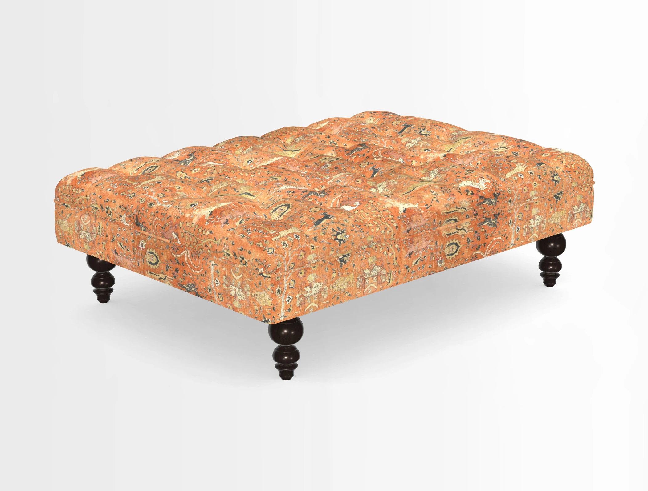 Bedham Footstool in RHS Gertrude Jekyll Lattice Green Alwinton 3 Seater Sofa in RHS Collection on Velvet William Hooker