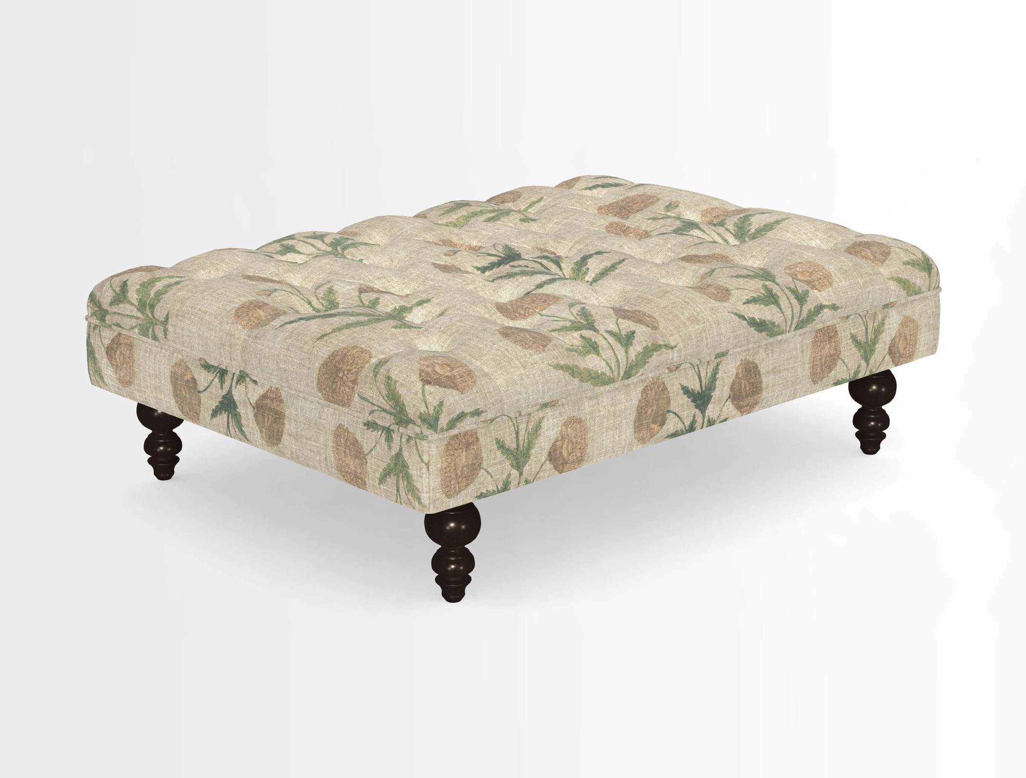 Bedham Footstool in RHS Gertrude Jekyll Lattice Green Alwinton 3 Seater Sofa in RHS Collection on Velvet William Hooker