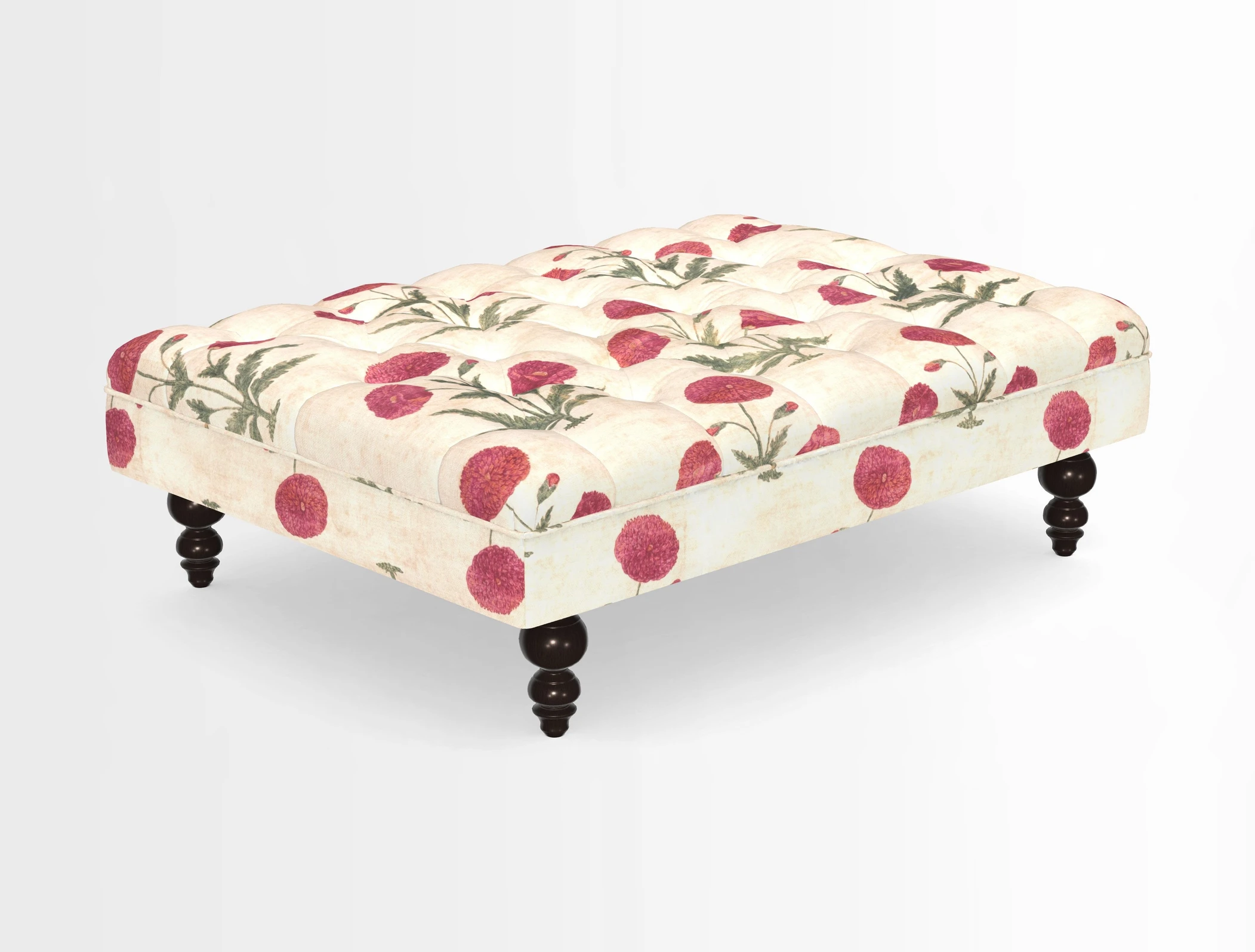 Bedham Footstool in RHS Gertrude Jekyll Lattice Green Alwinton 3 Seater Sofa in RHS Collection on Velvet William Hooker