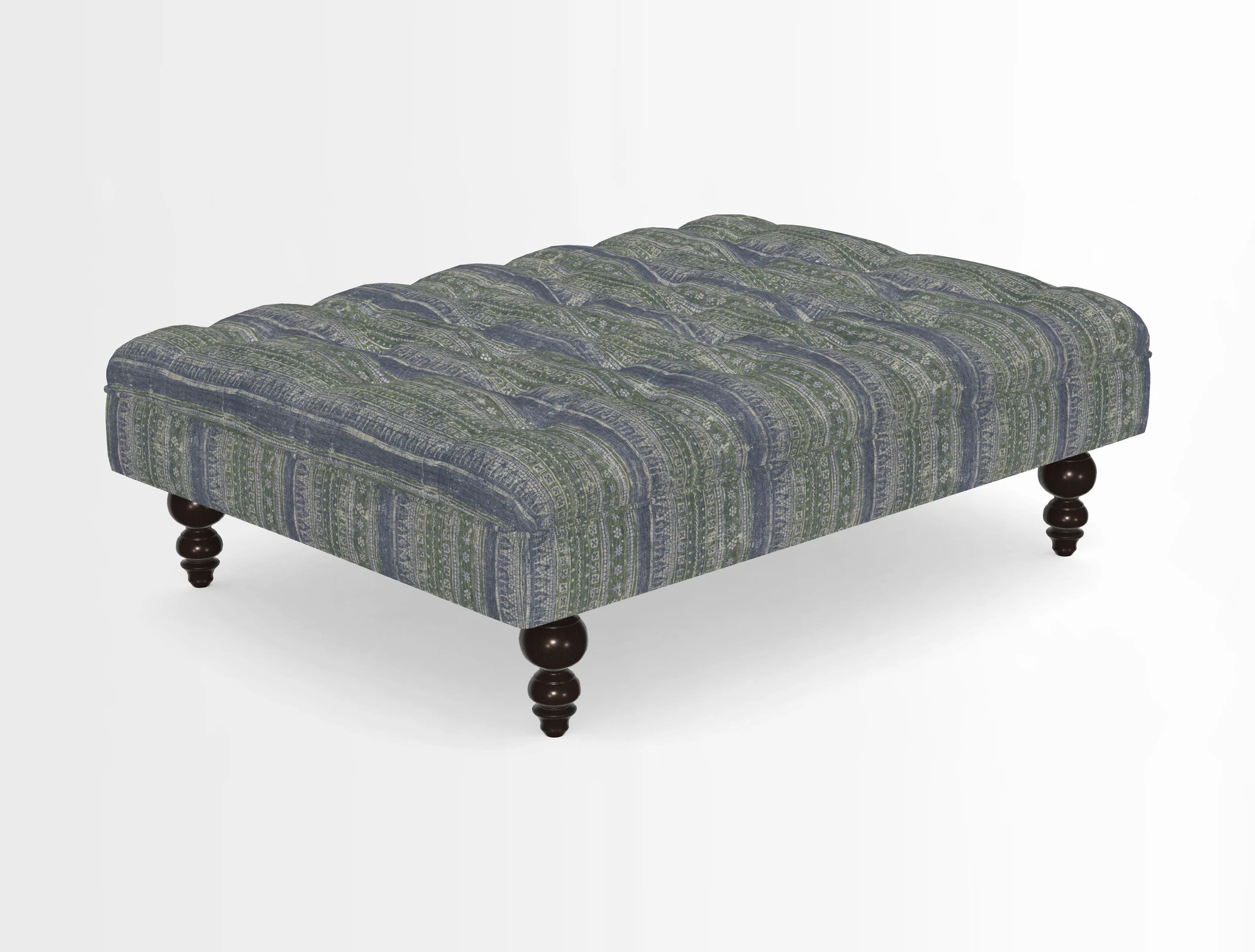 Bedham Footstool in RHS Gertrude Jekyll Lattice Green Alwinton 3 Seater Sofa in RHS Collection on Velvet William Hooker