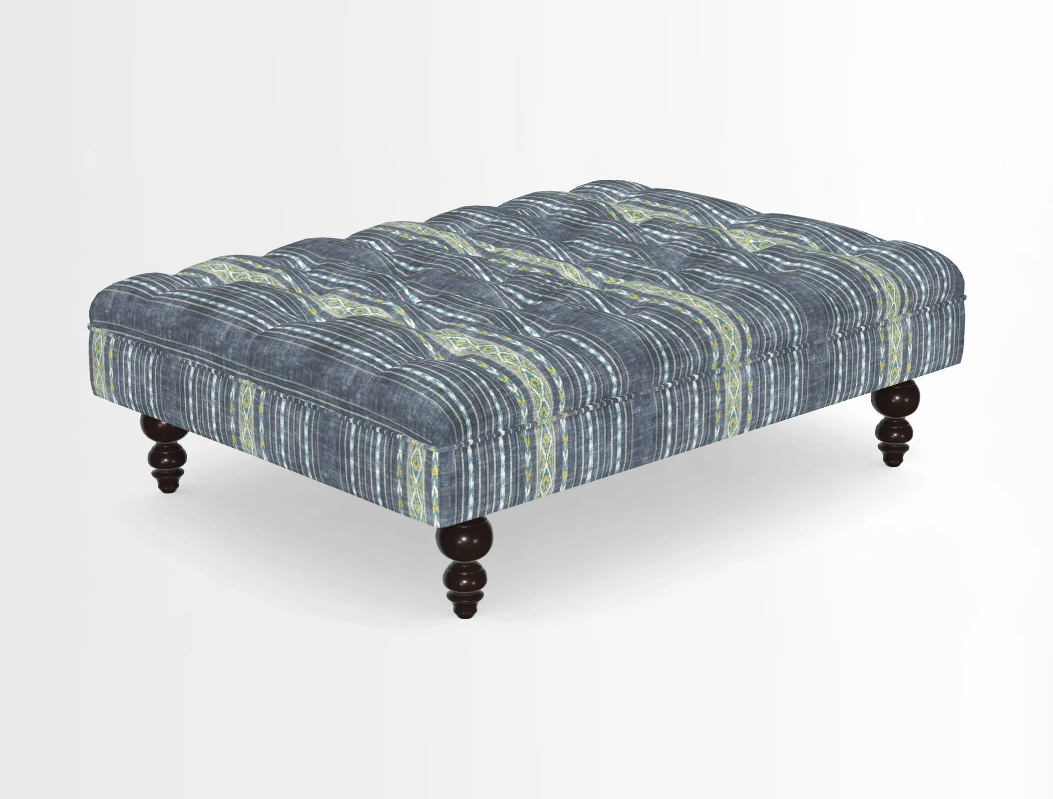 Bedham Footstool in RHS Gertrude Jekyll Lattice Green Alwinton 3 Seater Sofa in RHS Collection on Velvet William Hooker