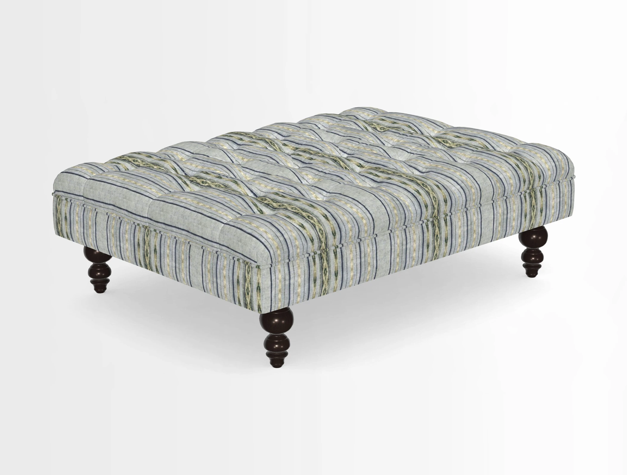 Bedham Footstool in RHS Gertrude Jekyll Lattice Green Alwinton 3 Seater Sofa in RHS Collection on Velvet William Hooker