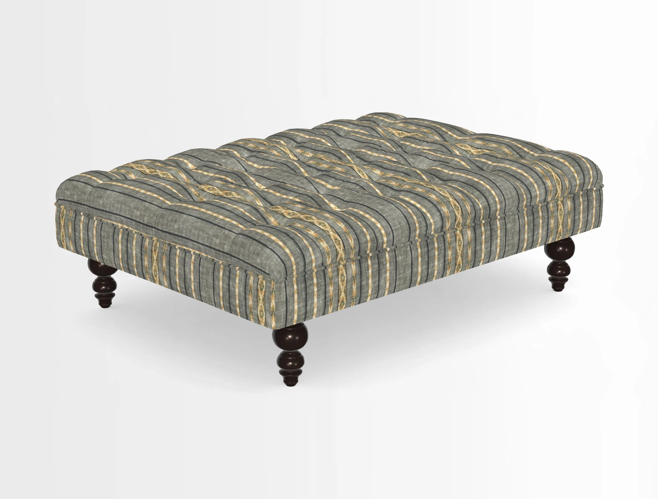 Bedham Footstool in RHS Gertrude Jekyll Lattice Green Alwinton 3 Seater Sofa in RHS Collection on Velvet William Hooker